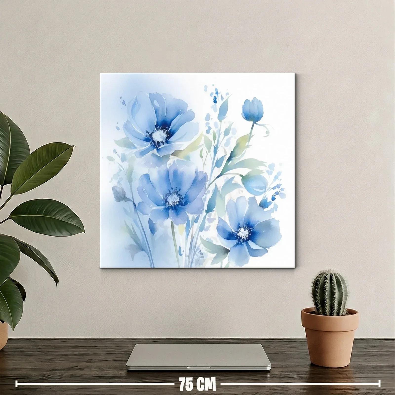 Cuadro floral en tonos azules con delicados pétalos — miniatura 2