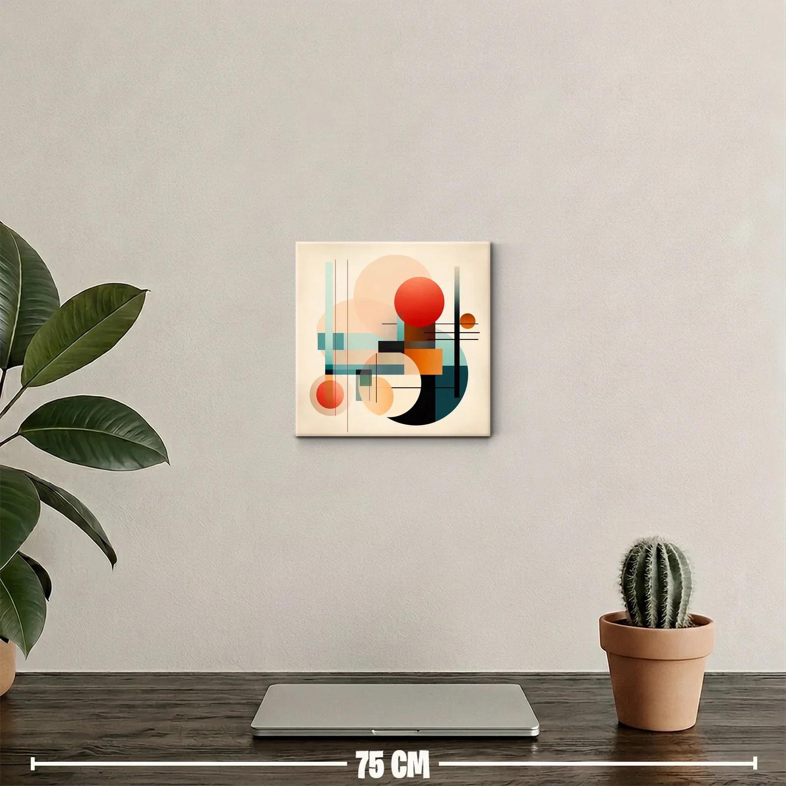 Cuadro abstracto con formas geométricas y paleta cálida — miniatura 2