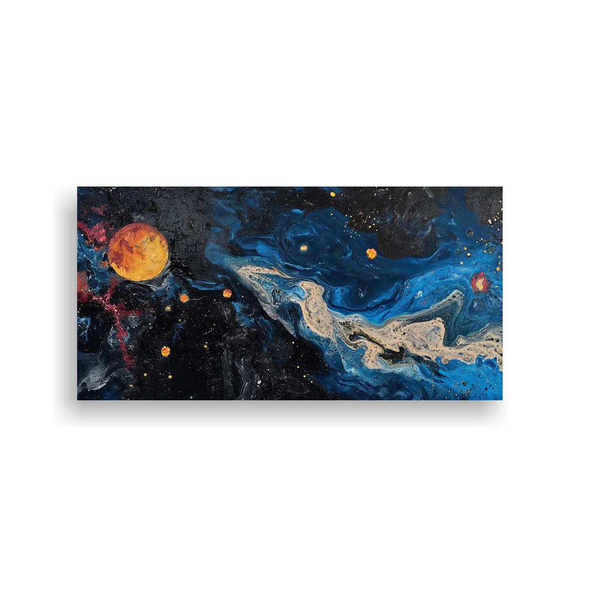 Cuadro galaxia abstracta con esfera anaranjada — imagen principal