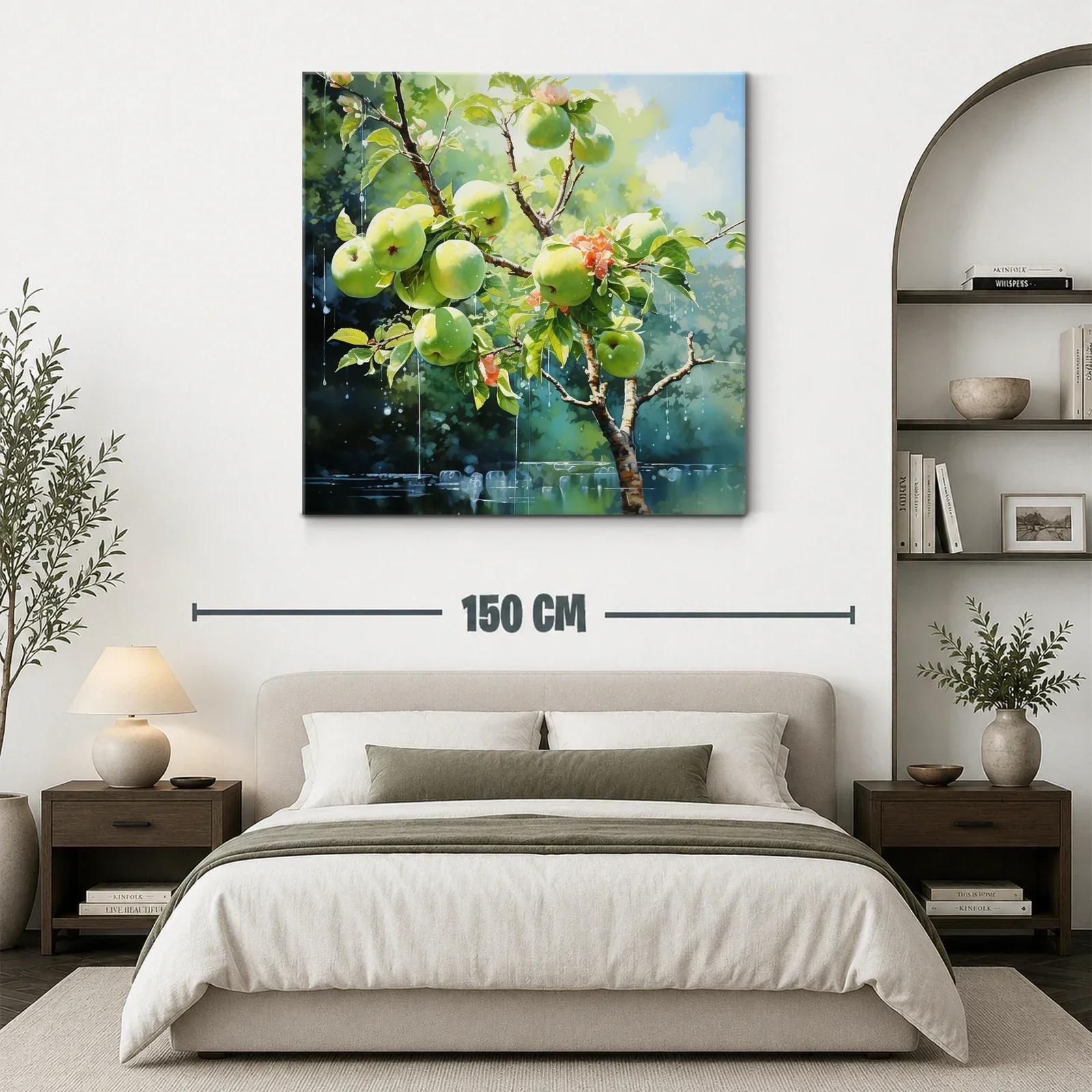 Rama de manzanas verdes con gotas de rocío luminoso — miniatura 3