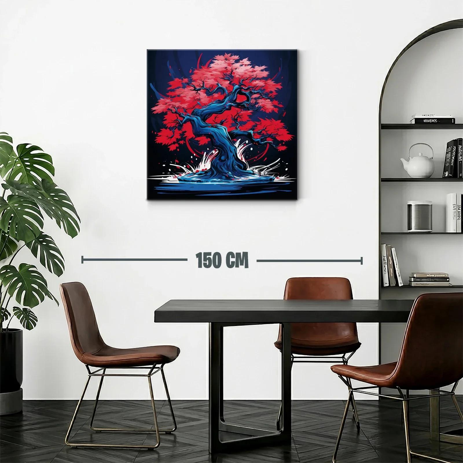 Árbol de otoño vibrante con tonos rojos y azules — miniatura 2