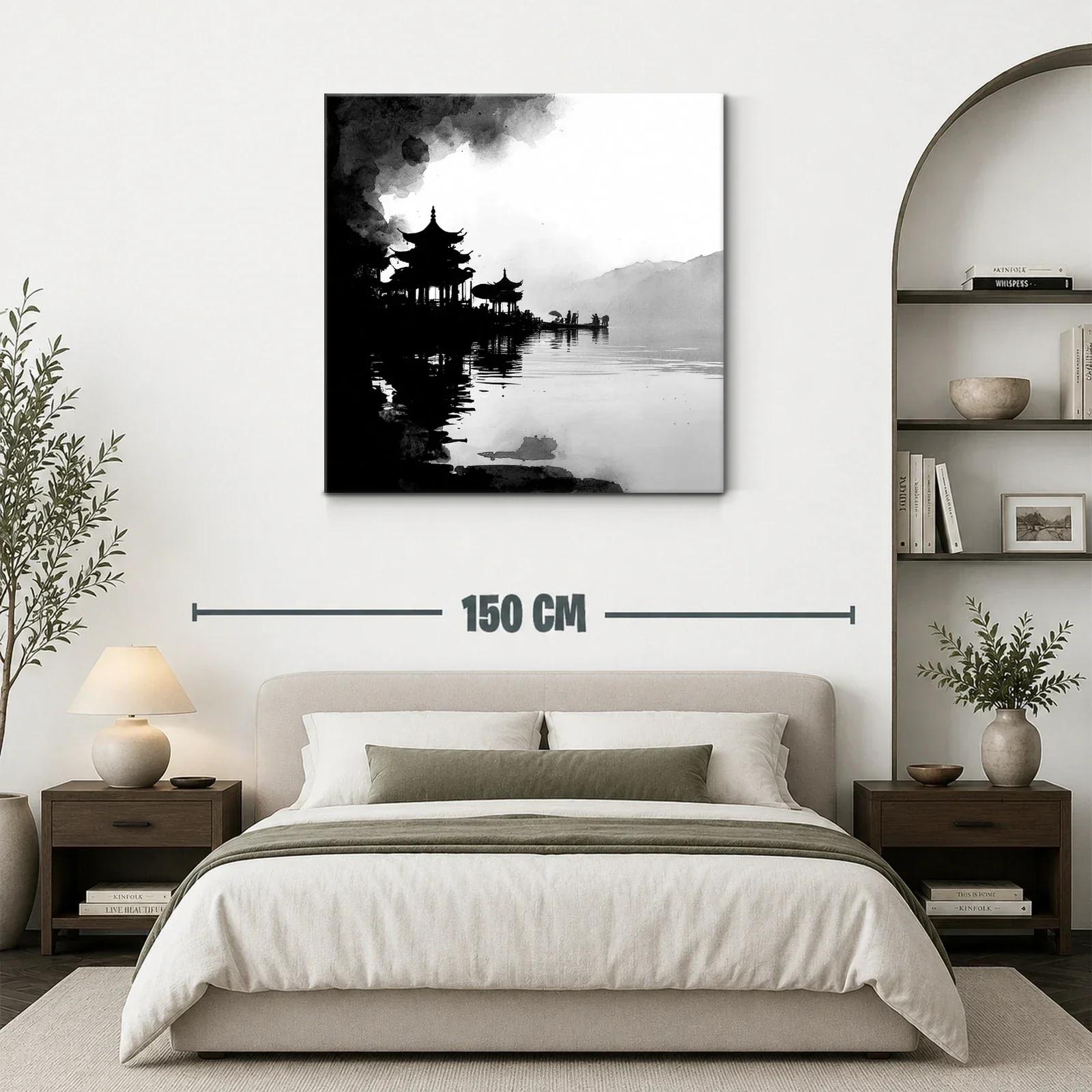 Serenidad oriental en acuarela en blanco y negro — miniatura 3