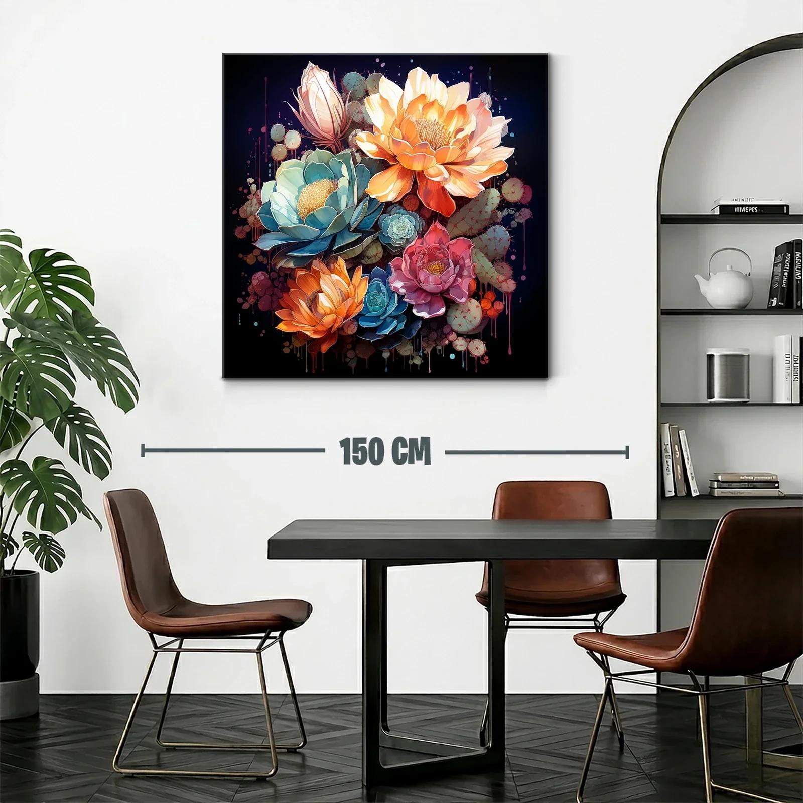 Composición de flores vibrantes con tonos cálidos y fríos — miniatura 2