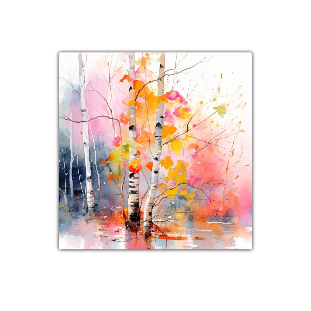 Bosque de abedules con colores otoñales vibrantes — miniatura 1