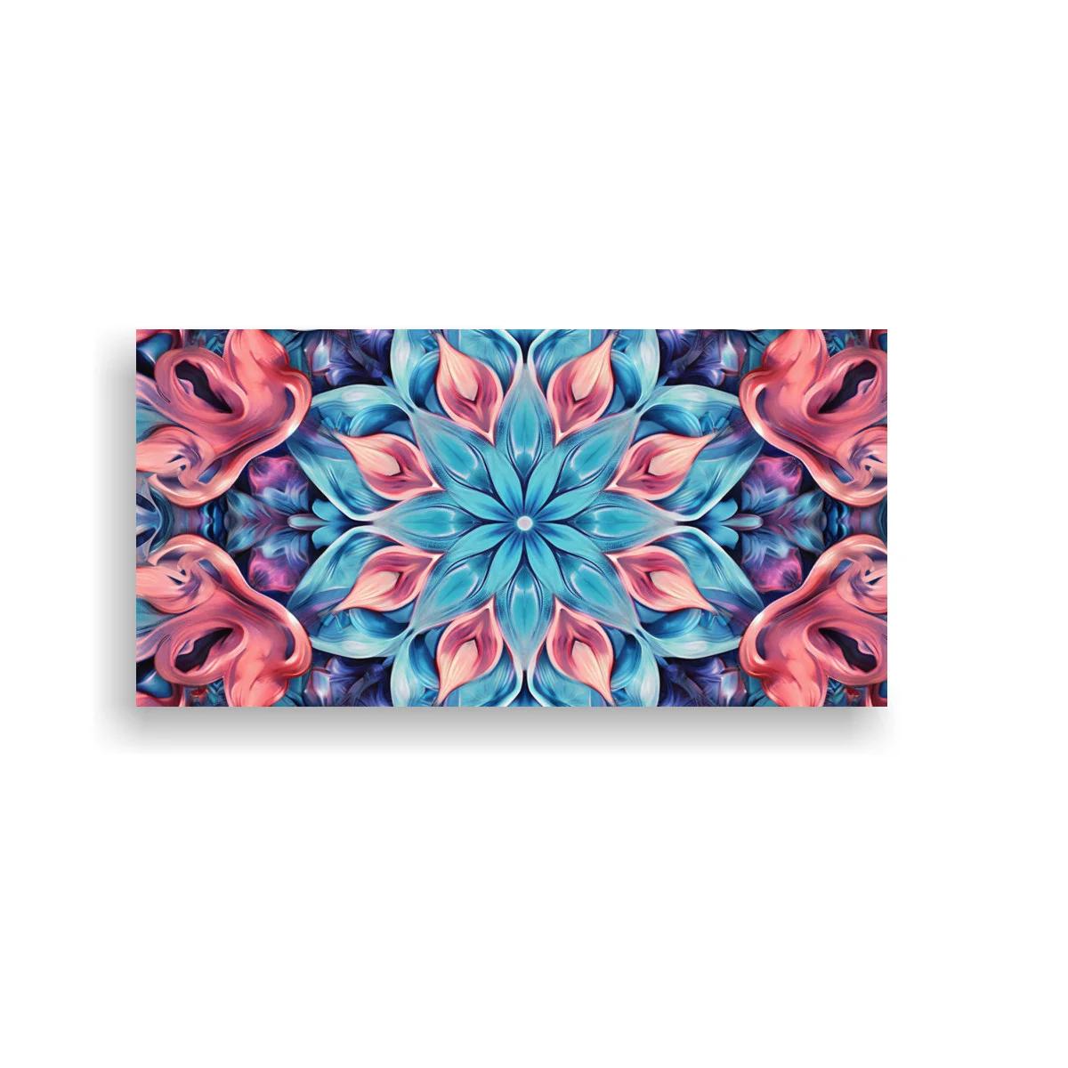 Cuadro mandala floral radial en rosa y turquesa — imagen principal