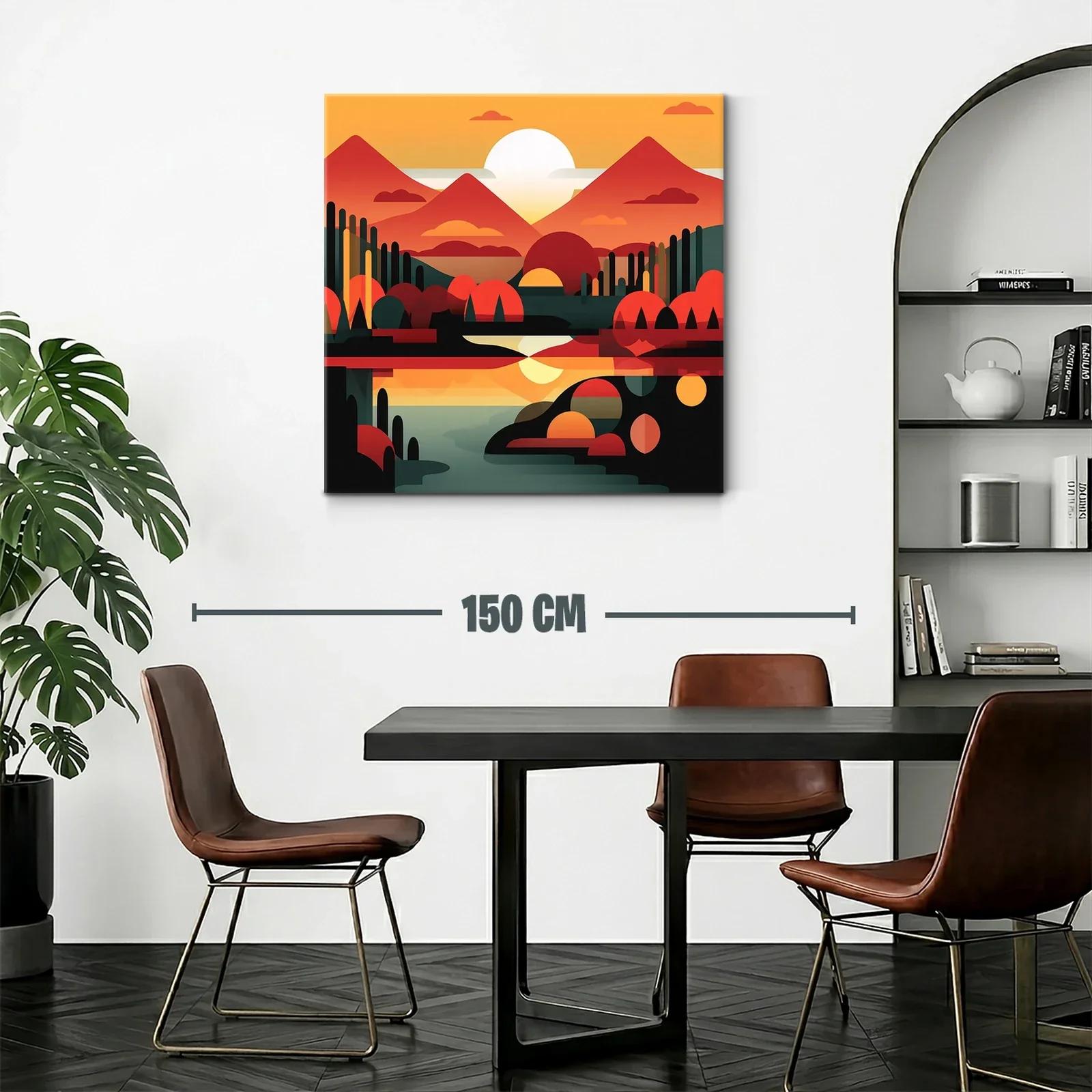 Paisaje geométrico en tonos cálidos al atardecer — miniatura 2
