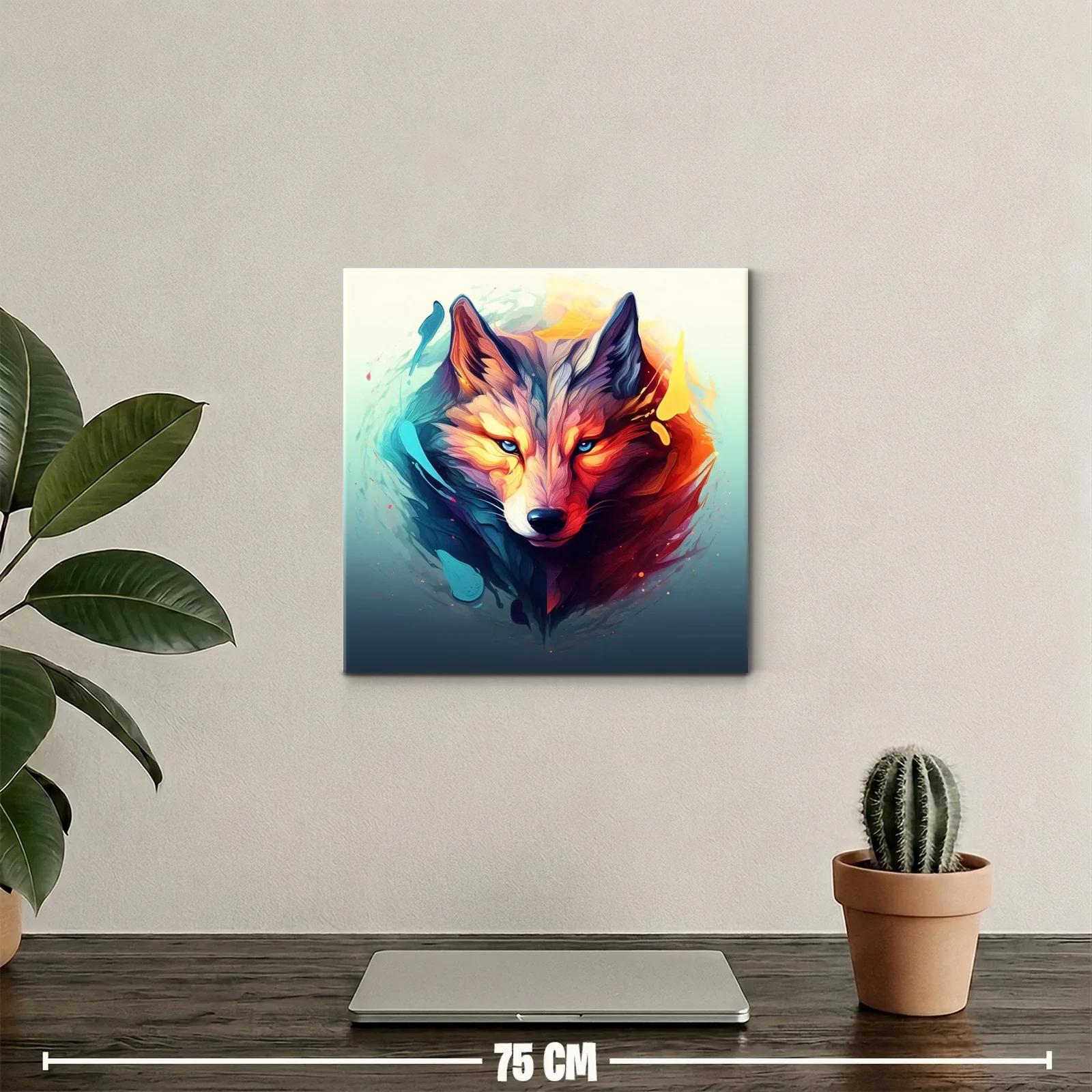 Retrato vibrante de lobo con contraste de fuego y hielo — miniatura 2