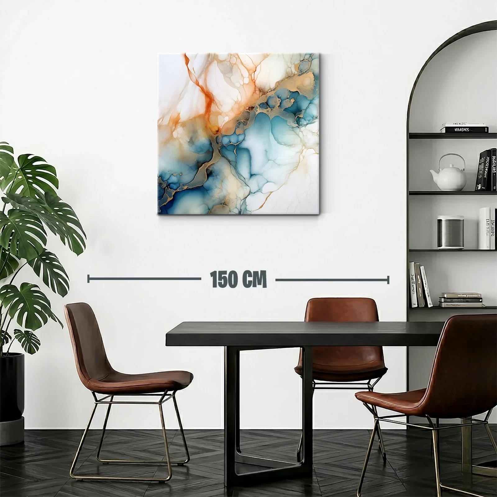 Composición abstracta con tonos azules y dorados cálidos — miniatura 2