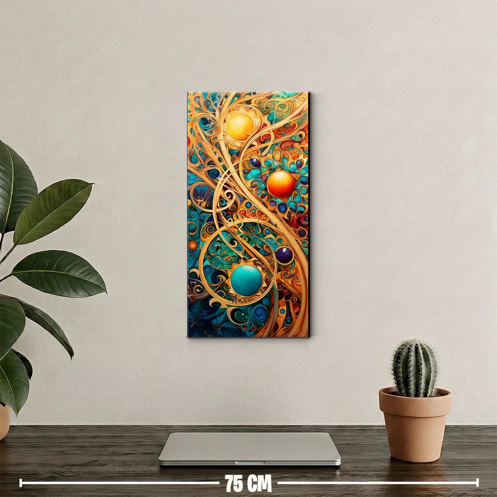 Cuadro espirales abstractas con esferas doradas — miniatura 2