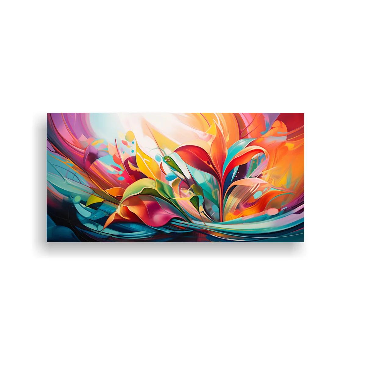Cuadro flores tropicales abstractas con hojas curvadas y remolinos — imagen principal