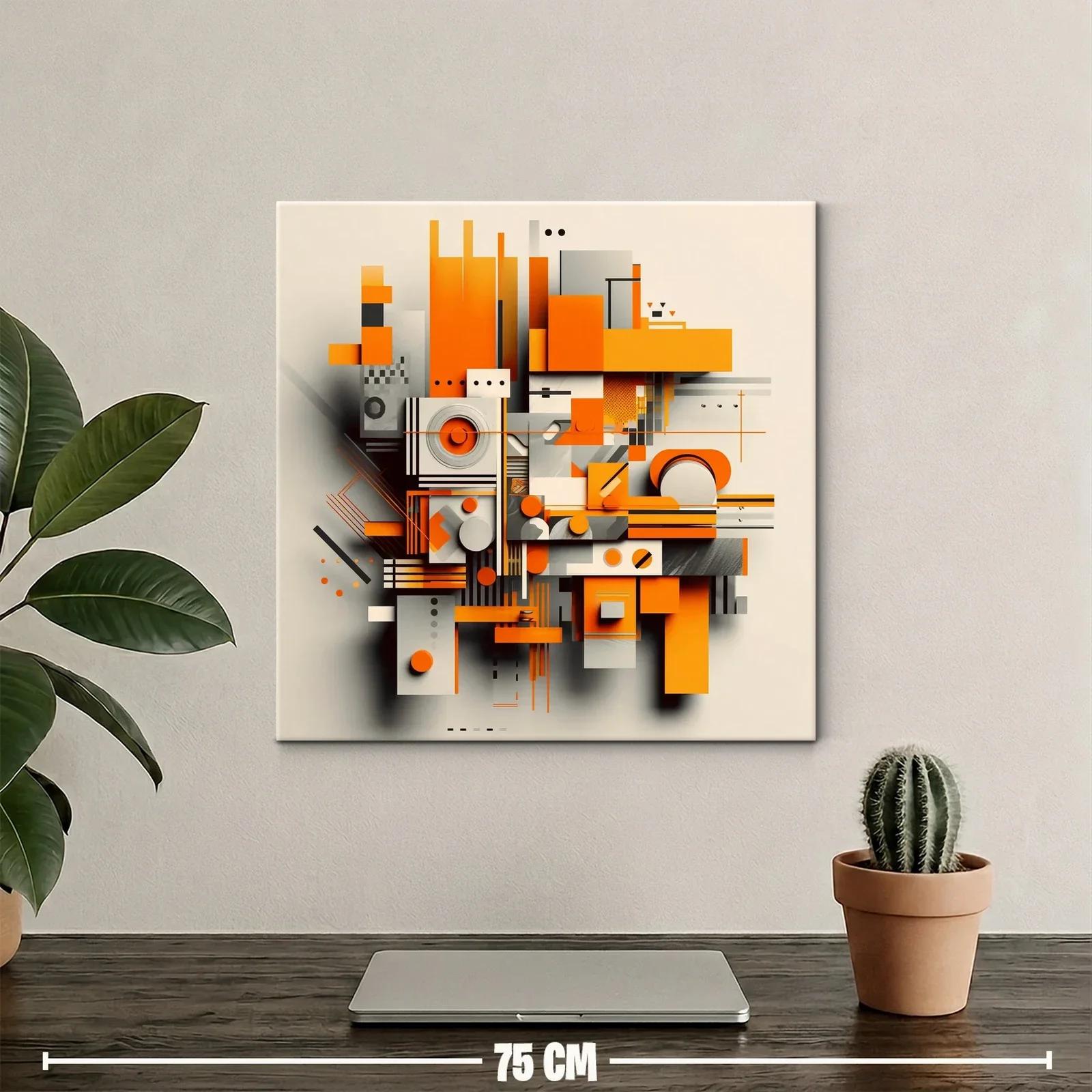 Composición geométrica vibrante en tonos naranja y gris — miniatura 2