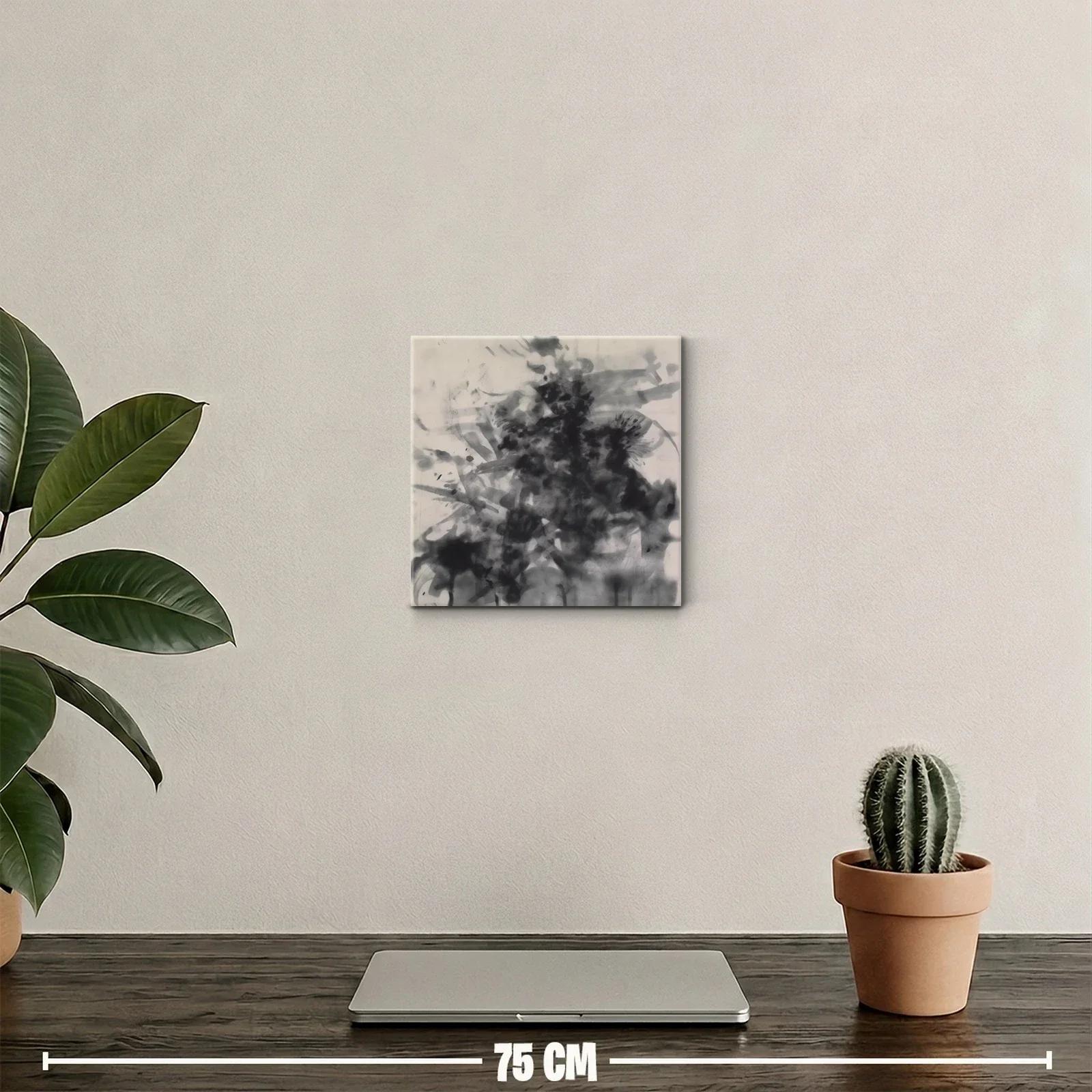Cuadro abstracto en tonos grises para ambientes modernos — miniatura 2
