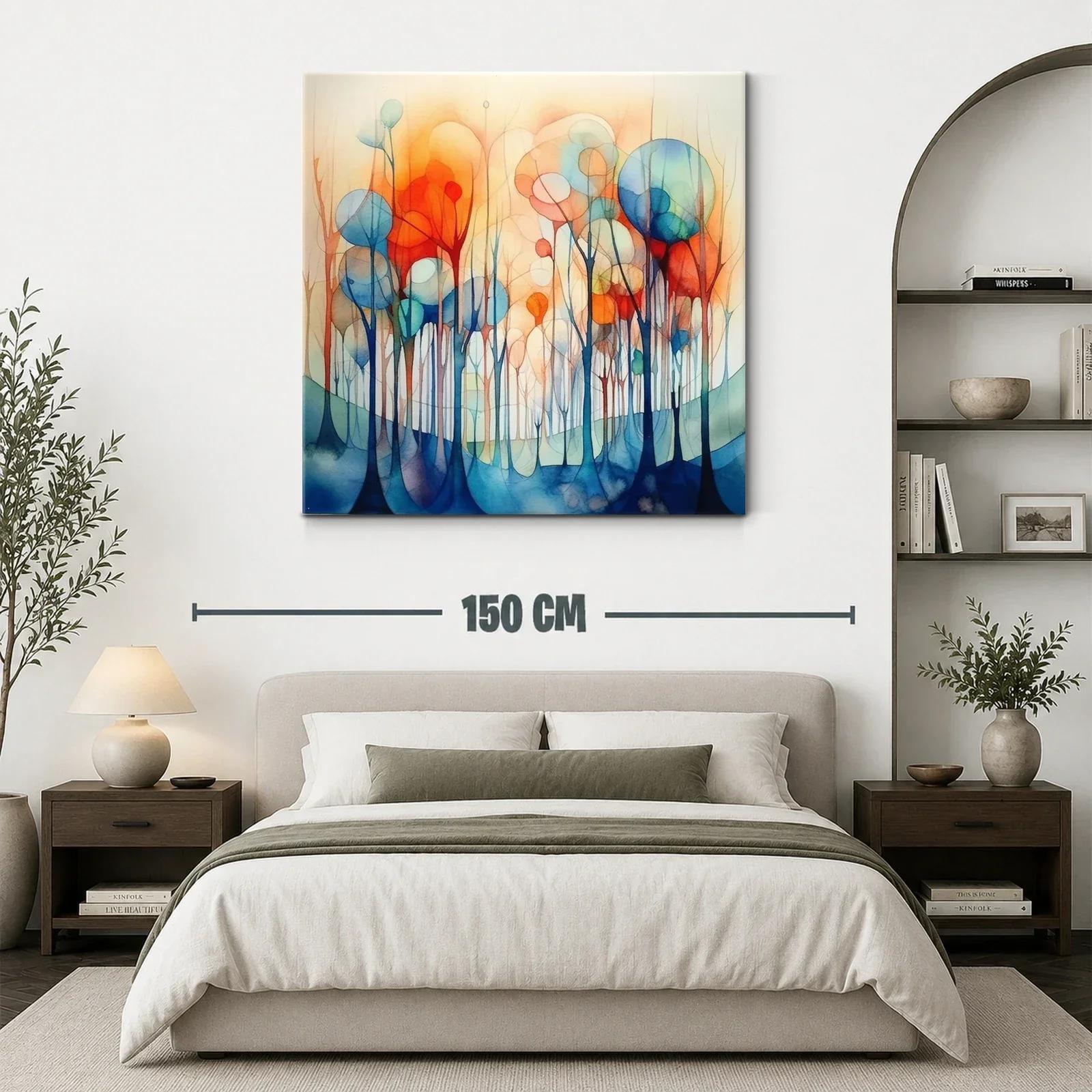 Bosque abstracto en tonos cálidos y fríos vibrantes — miniatura 3