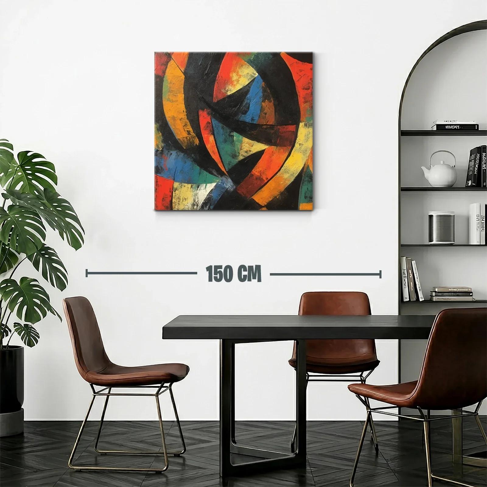 Composición Abstracta con Tonos Cálidos y Fríos Dinámicos — miniatura 2