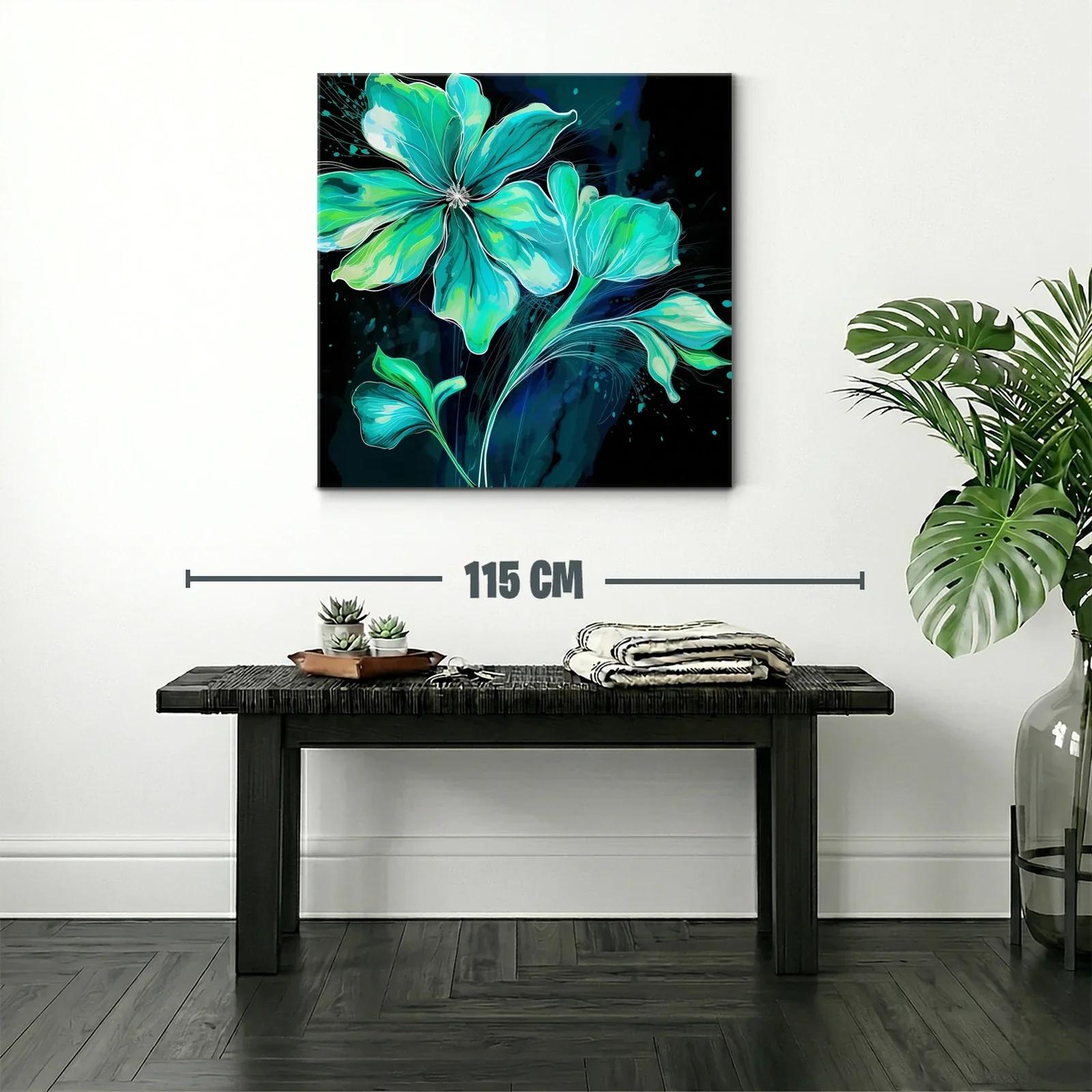 Flor azul vibrante con detalles en verdes y negros — miniatura 2