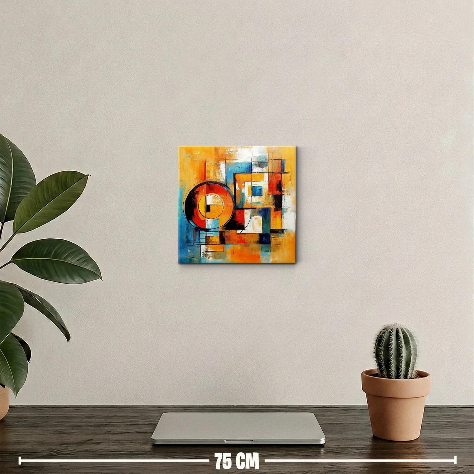 Composición geométrica en tonos cálidos y azules vibrantes — miniatura 2