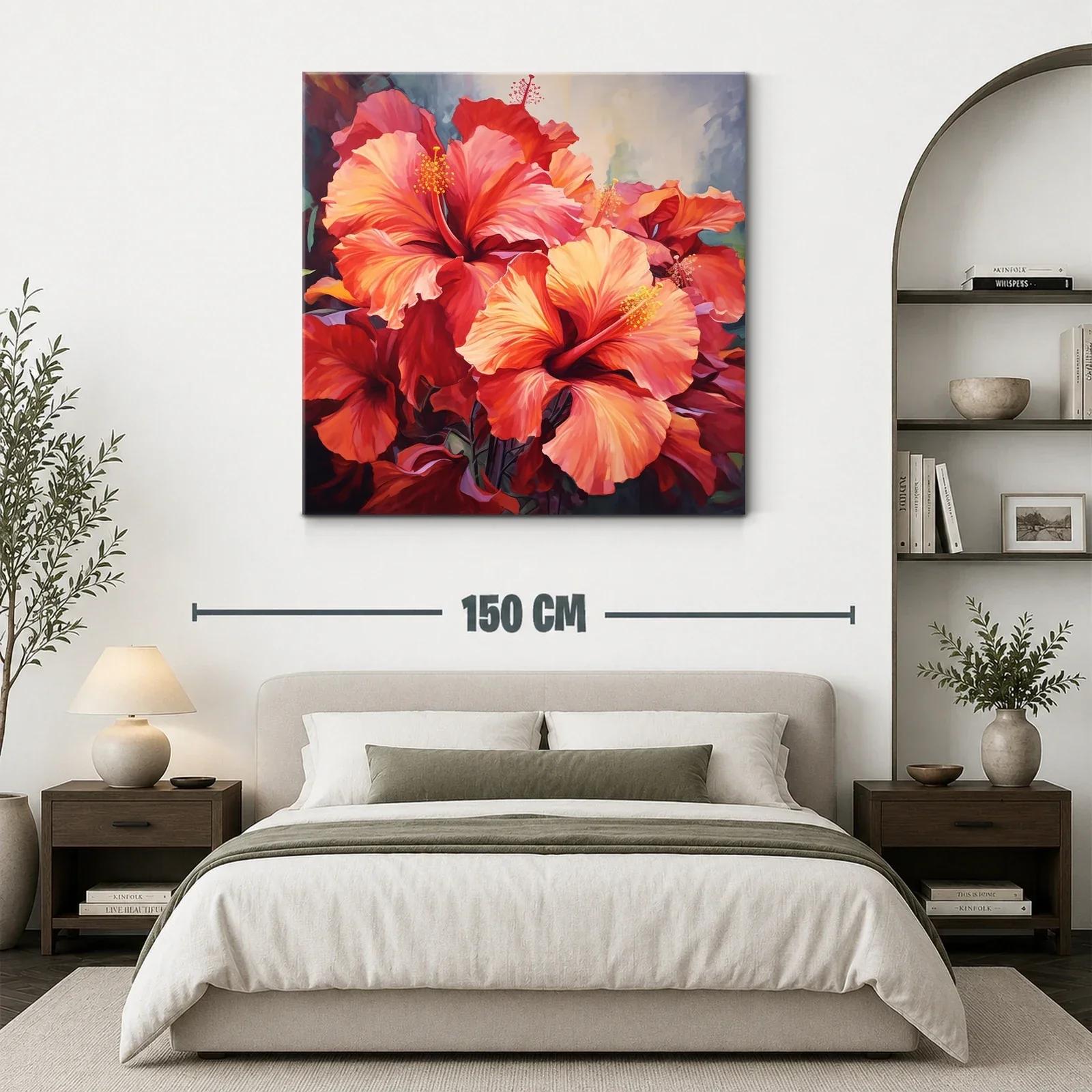 Cuadro de flores vibrantes en tonos rojos y naranjas — miniatura 3