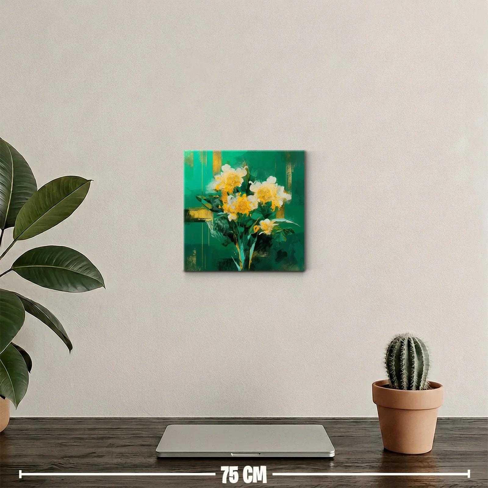Flores amarillas vibrantes sobre fondo verde intenso — miniatura 2