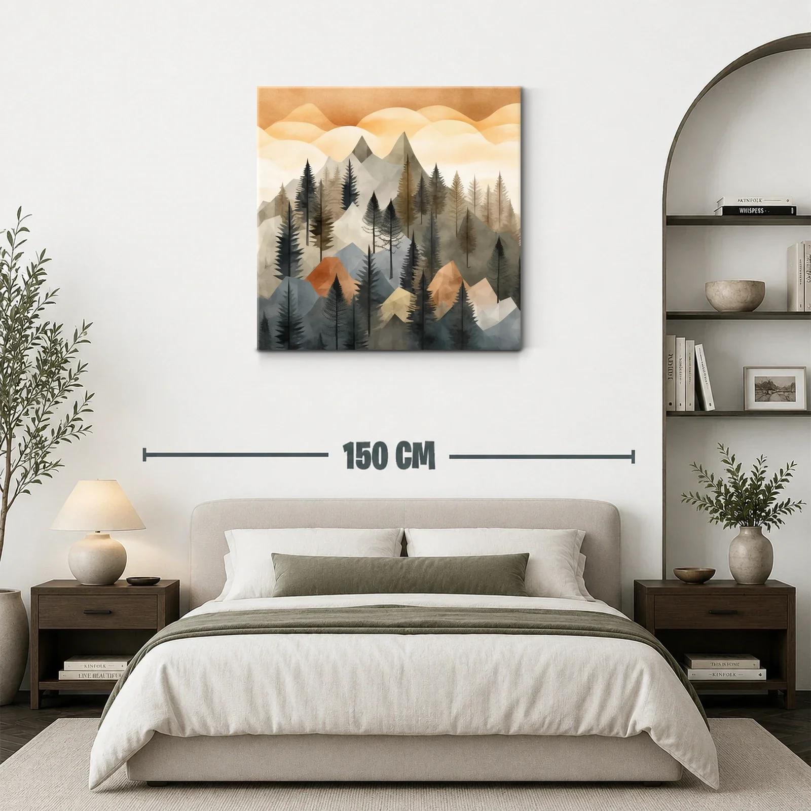 Montañas y pinos en tonos tierra y grises suaves — miniatura 3