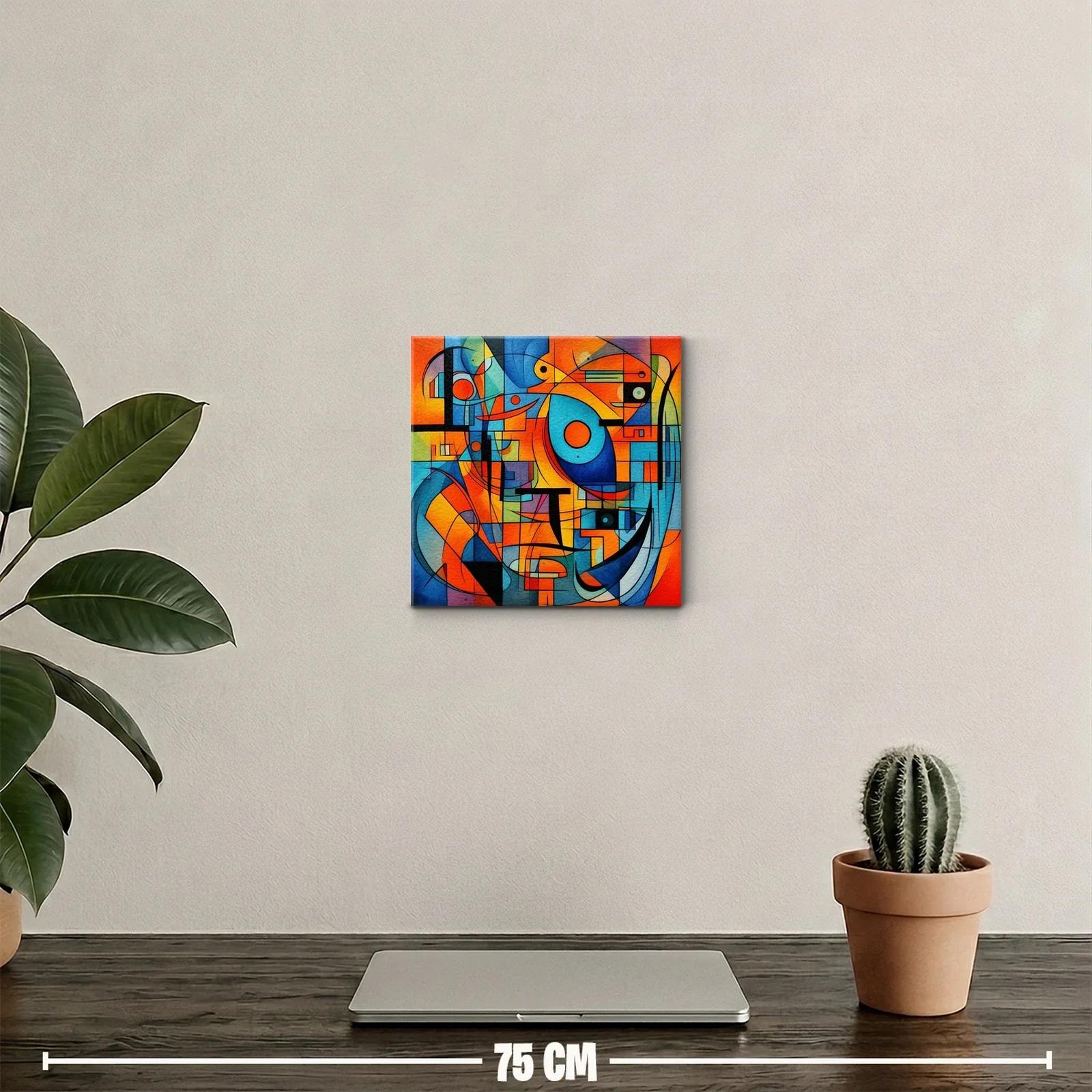Composición abstracta en tonos cálidos y fríos vibrantes — miniatura 2
