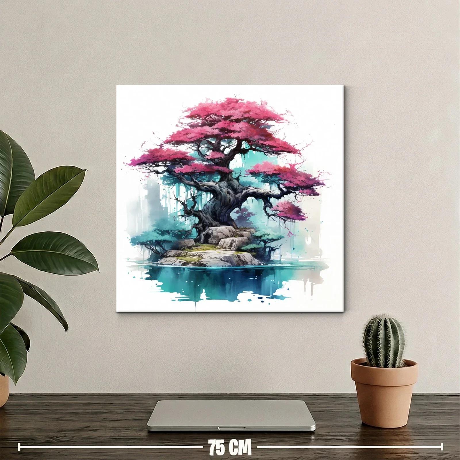 Árbol de sakura sobre isla en oasis sereno y místico — miniatura 2