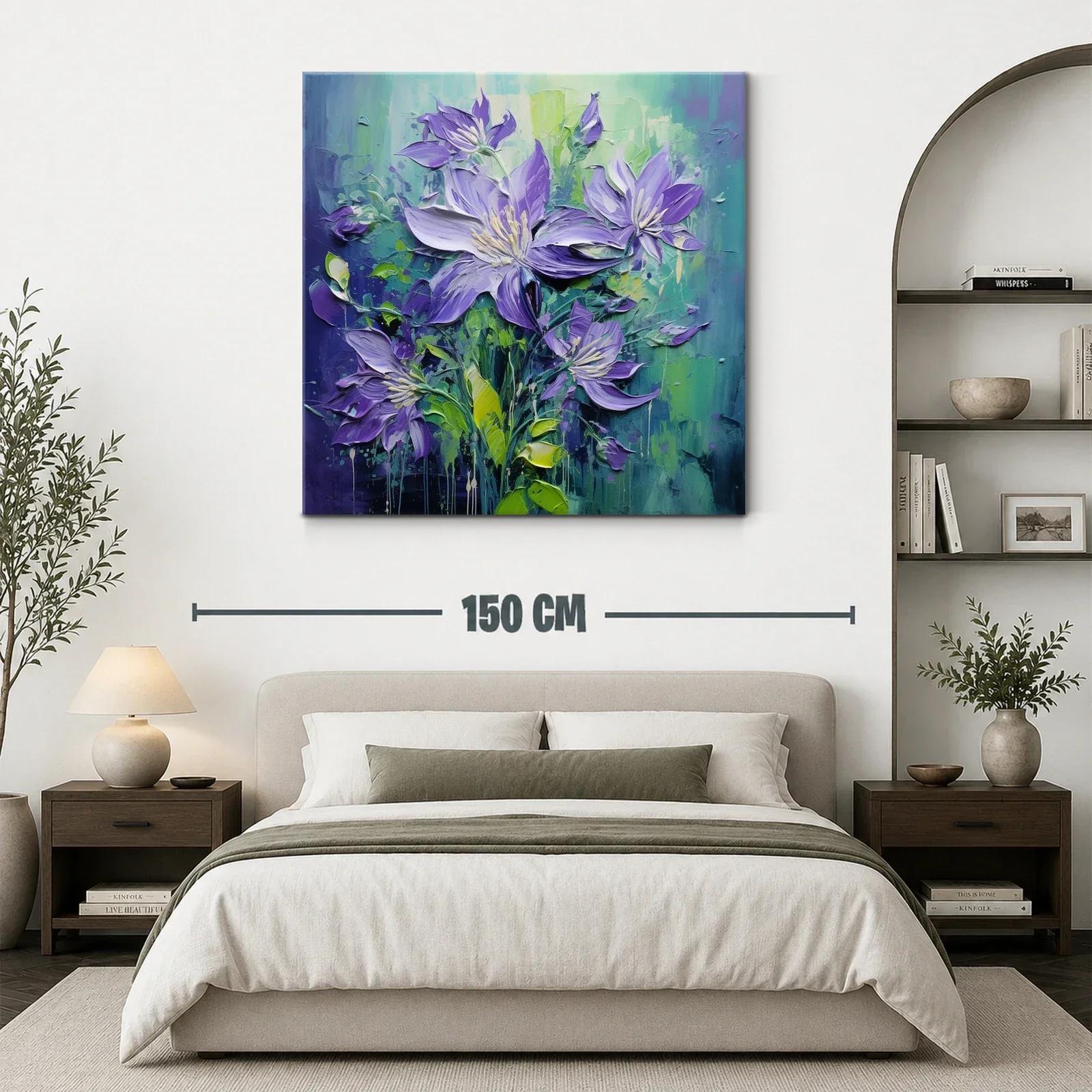 Flores púrpuras vibrantes con fondo verde y azul — miniatura 3