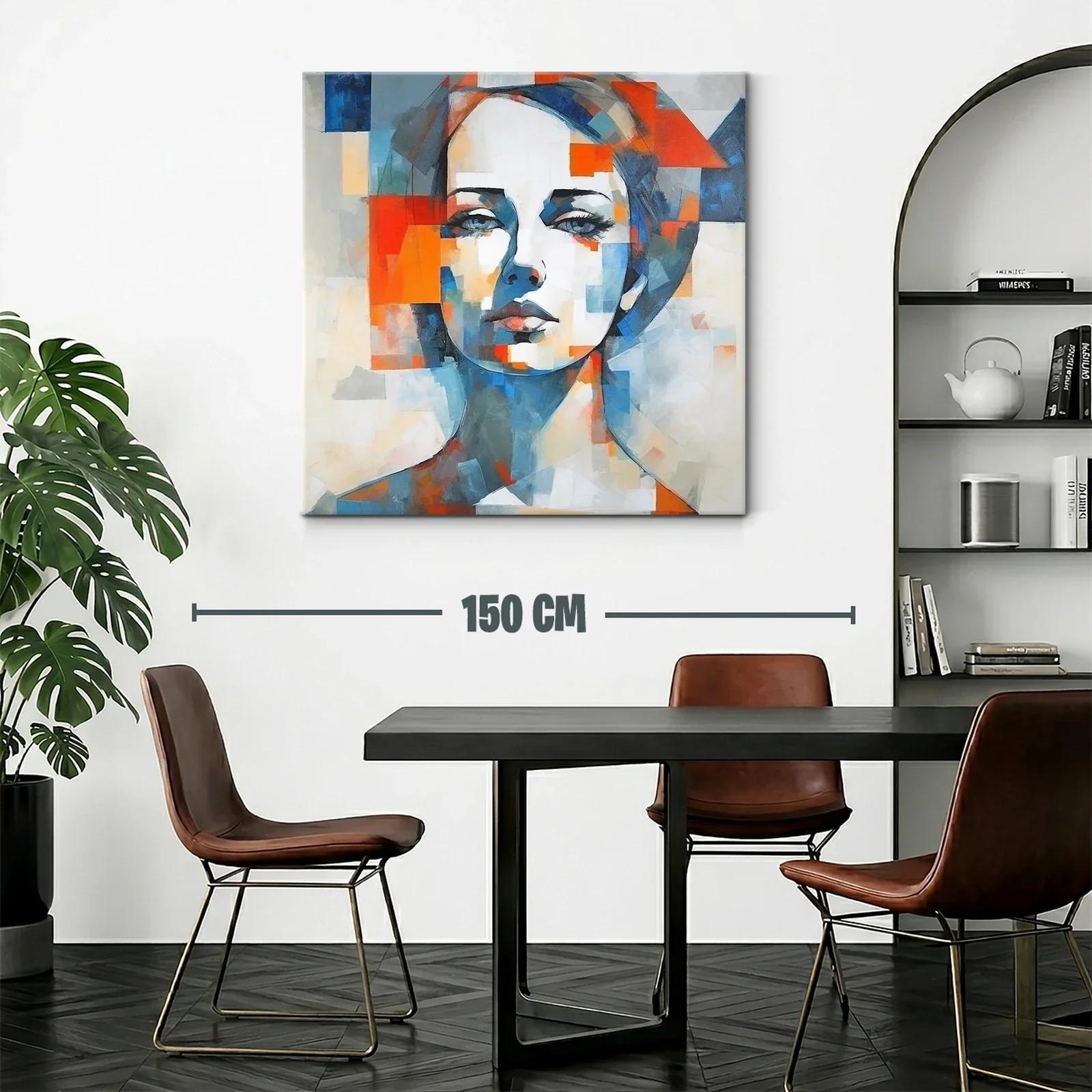 Retrato abstracto femenino con vibrantes tonos azul y naranja — miniatura 2