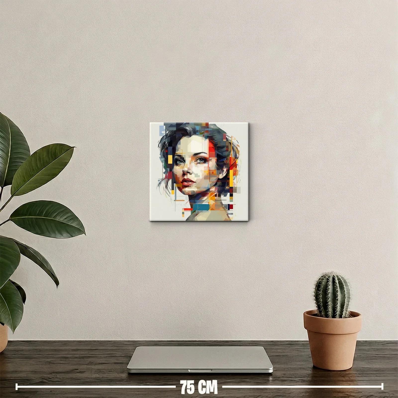 Retrato femenino abstracto con paleta vibrante y geométrica — miniatura 2