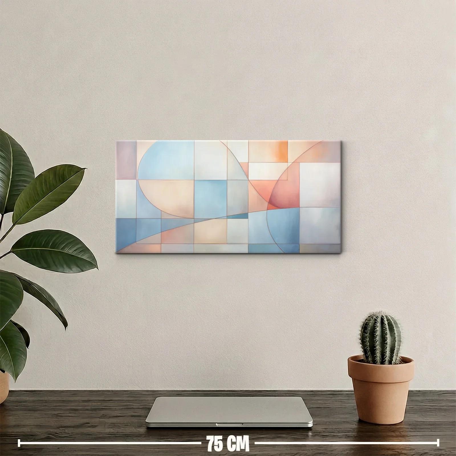 Cuadro composición geométrica abstracta con arcos y retícula — miniatura 2