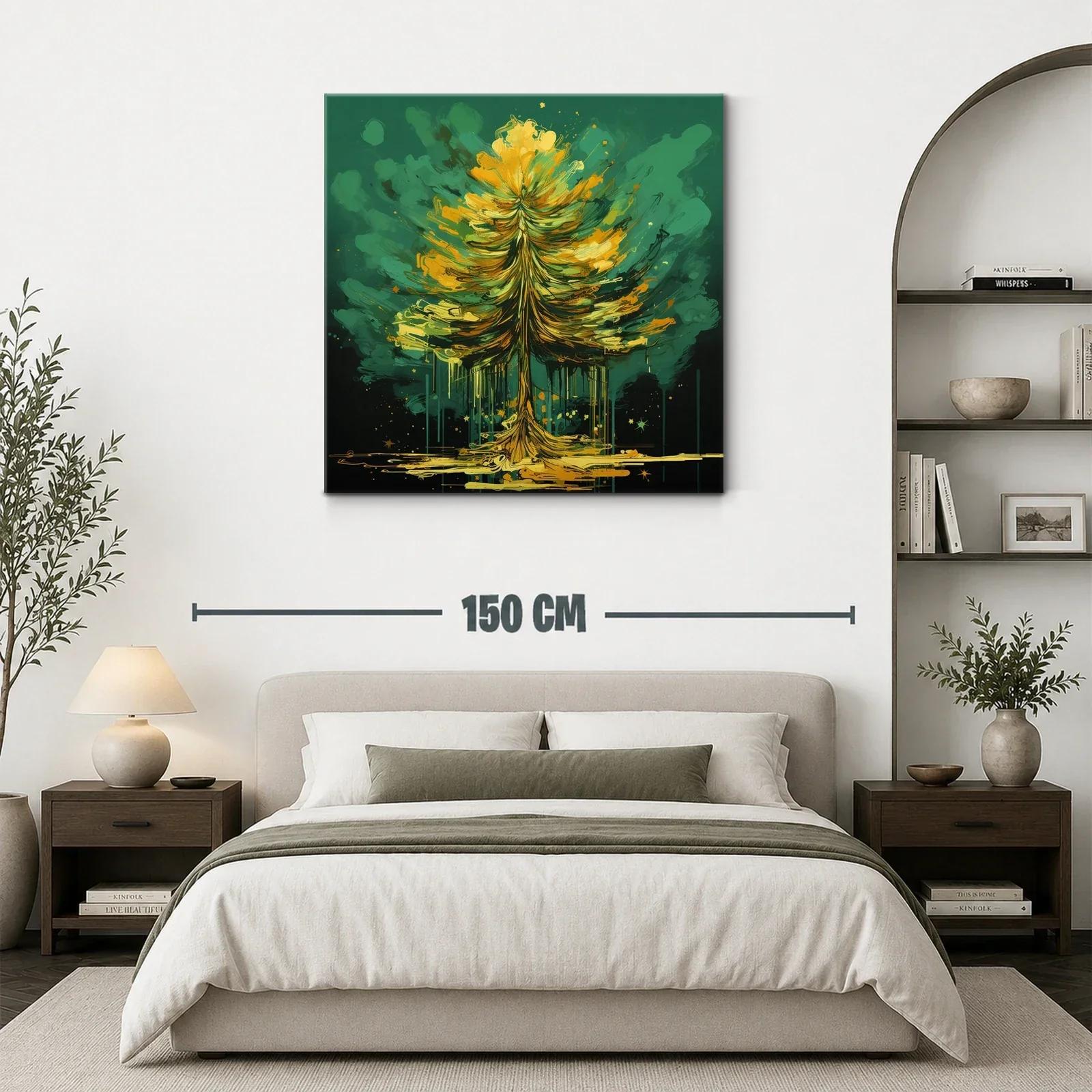 Árbol vibrante en tonos verdes y dorados — miniatura 3