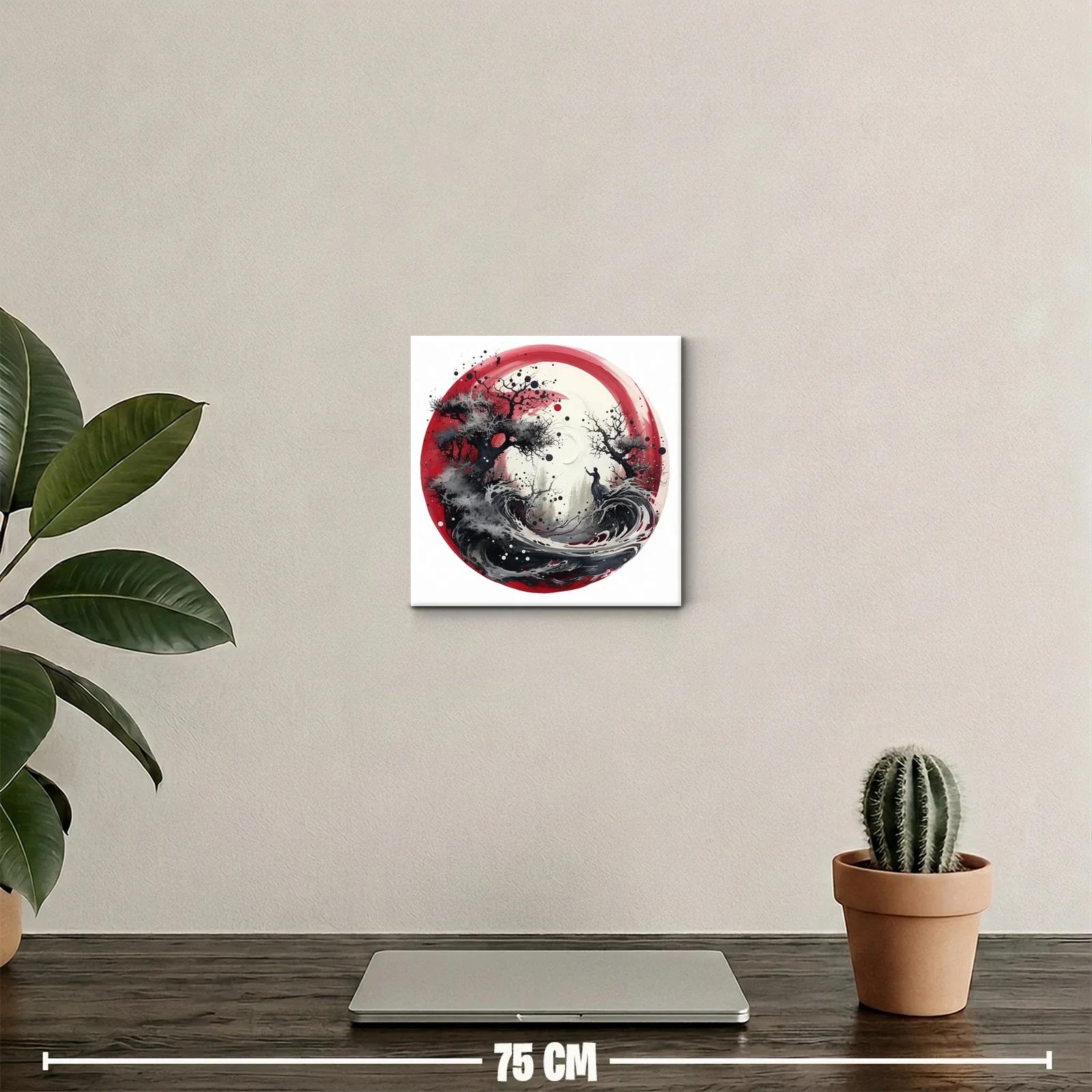 Cuadro decorativo con escena onírica en tonos rojos y negros — miniatura 2