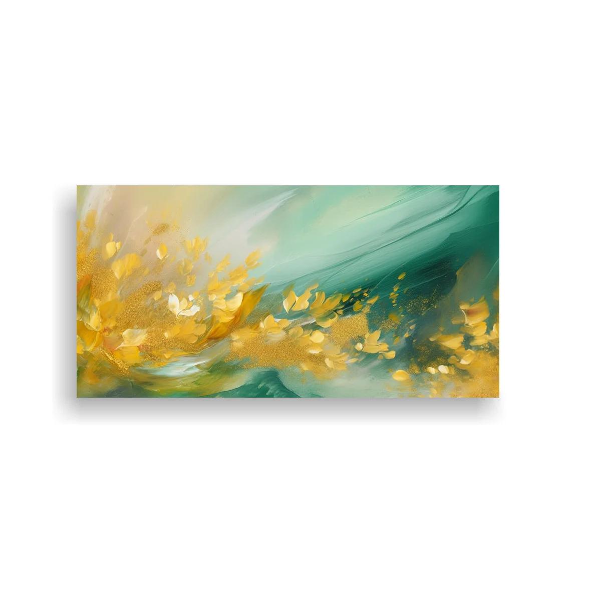 Cuadro flores amarillas abstractas con barrido diagonal — imagen principal