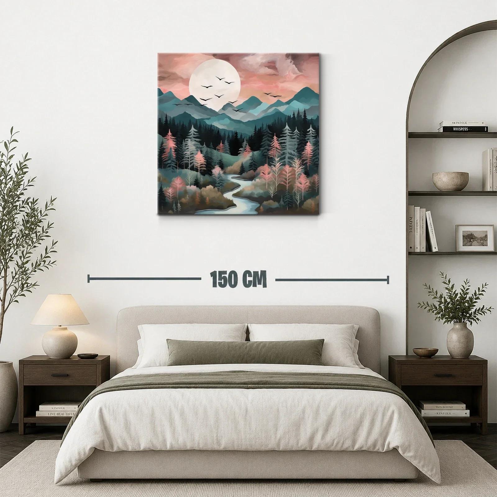 Paisaje sereno de montañas y bosque al amanecer — miniatura 3