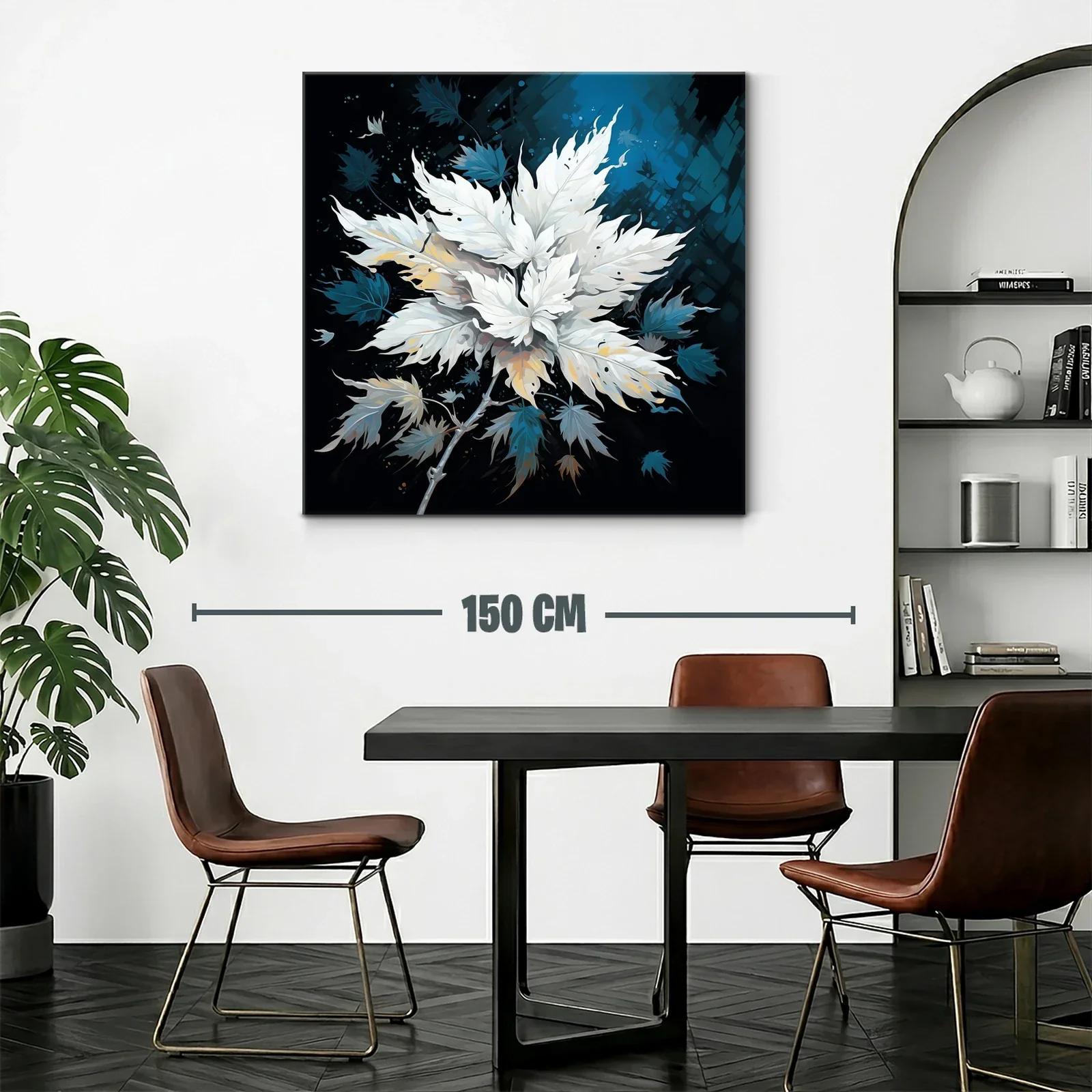 Ramo de hojas blancas con fondo azul oscuro elegante — miniatura 2