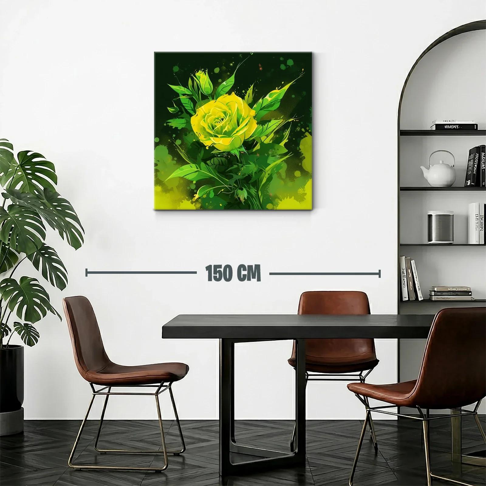 Rosa amarilla vibrante sobre fondo verde intenso — miniatura 2