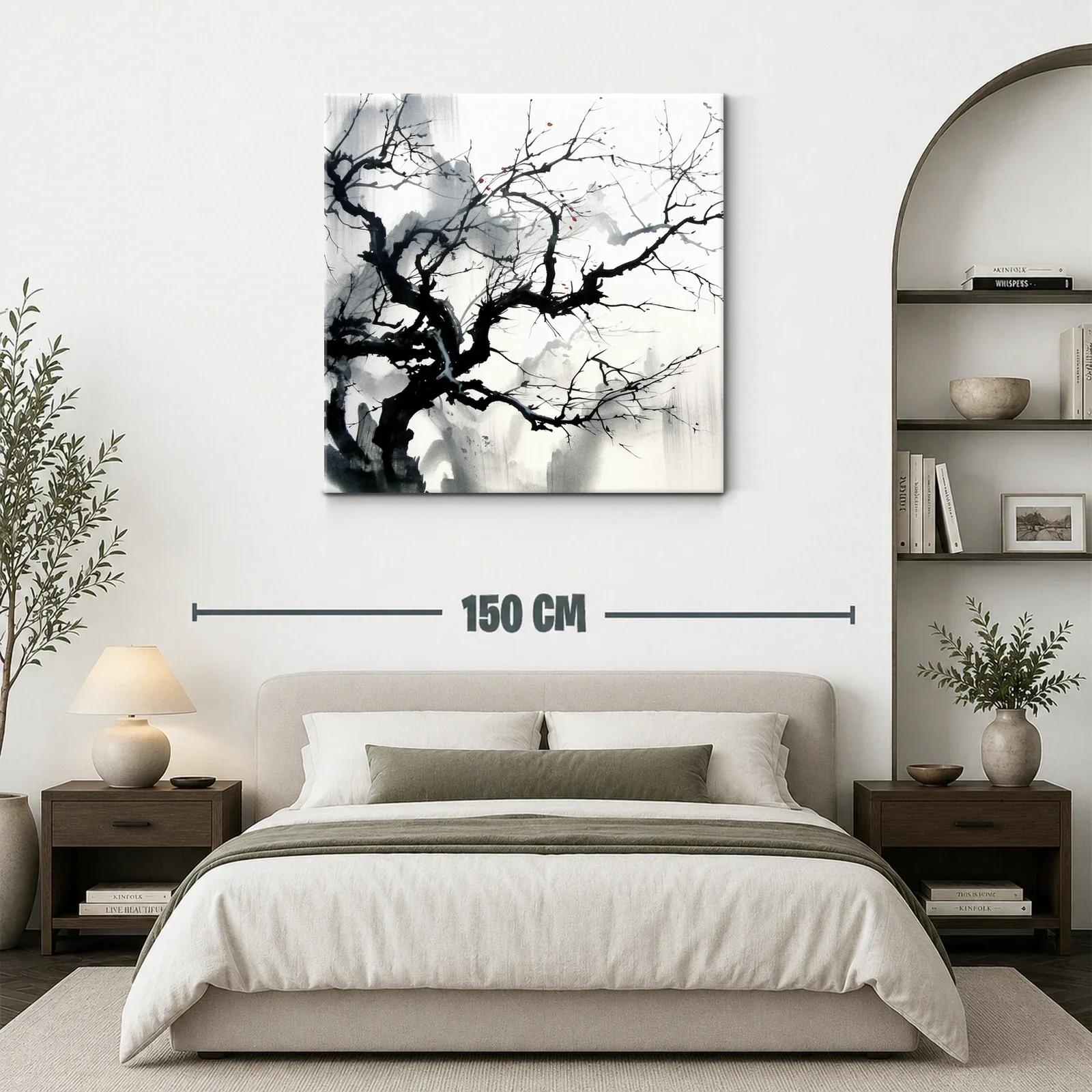 Árbol desnudo con toques de rojo en tinta artística — miniatura 3