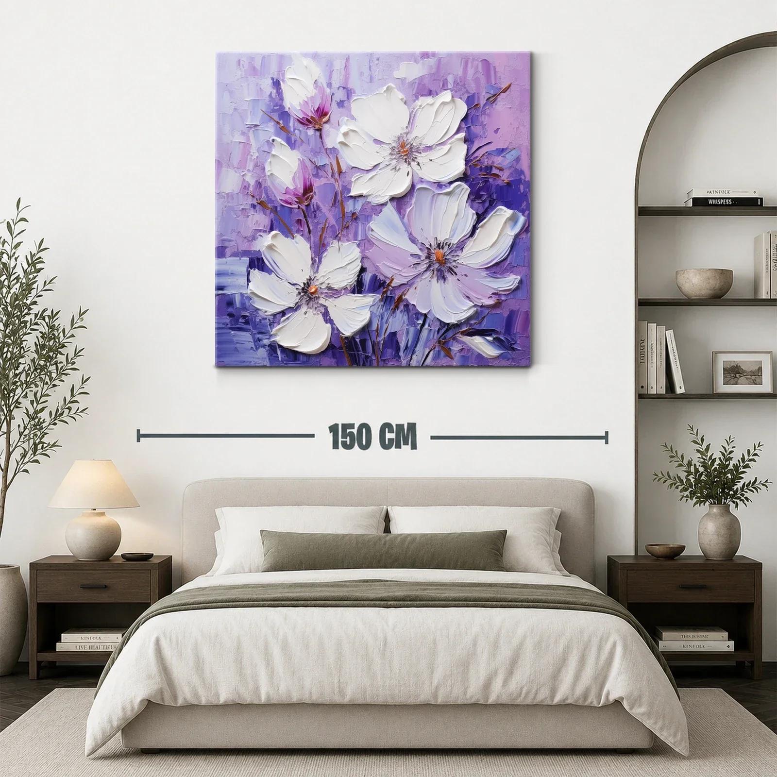 Flores blancas sobre un fondo violeta en relieve — miniatura 3
