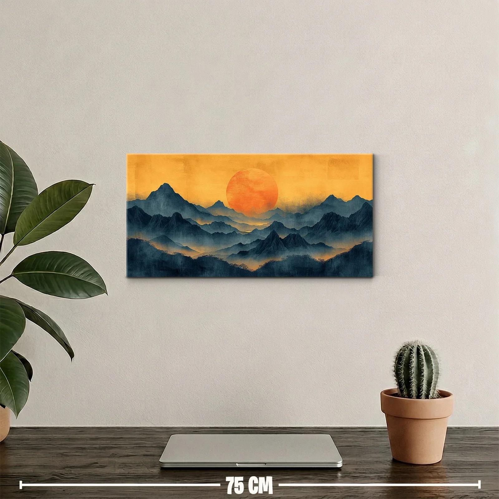 Cuadro sol sobre montañas en capas — miniatura 2