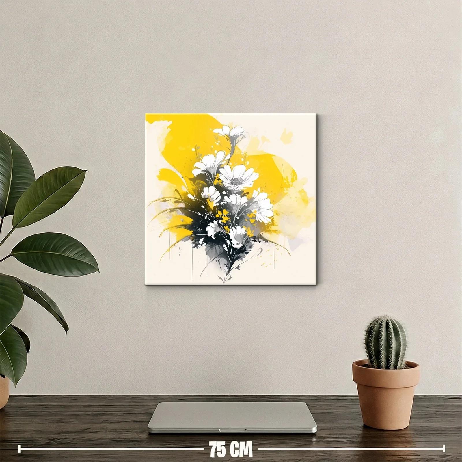 Ramo de flores blancas con fondo vibrante en amarillo — miniatura 2