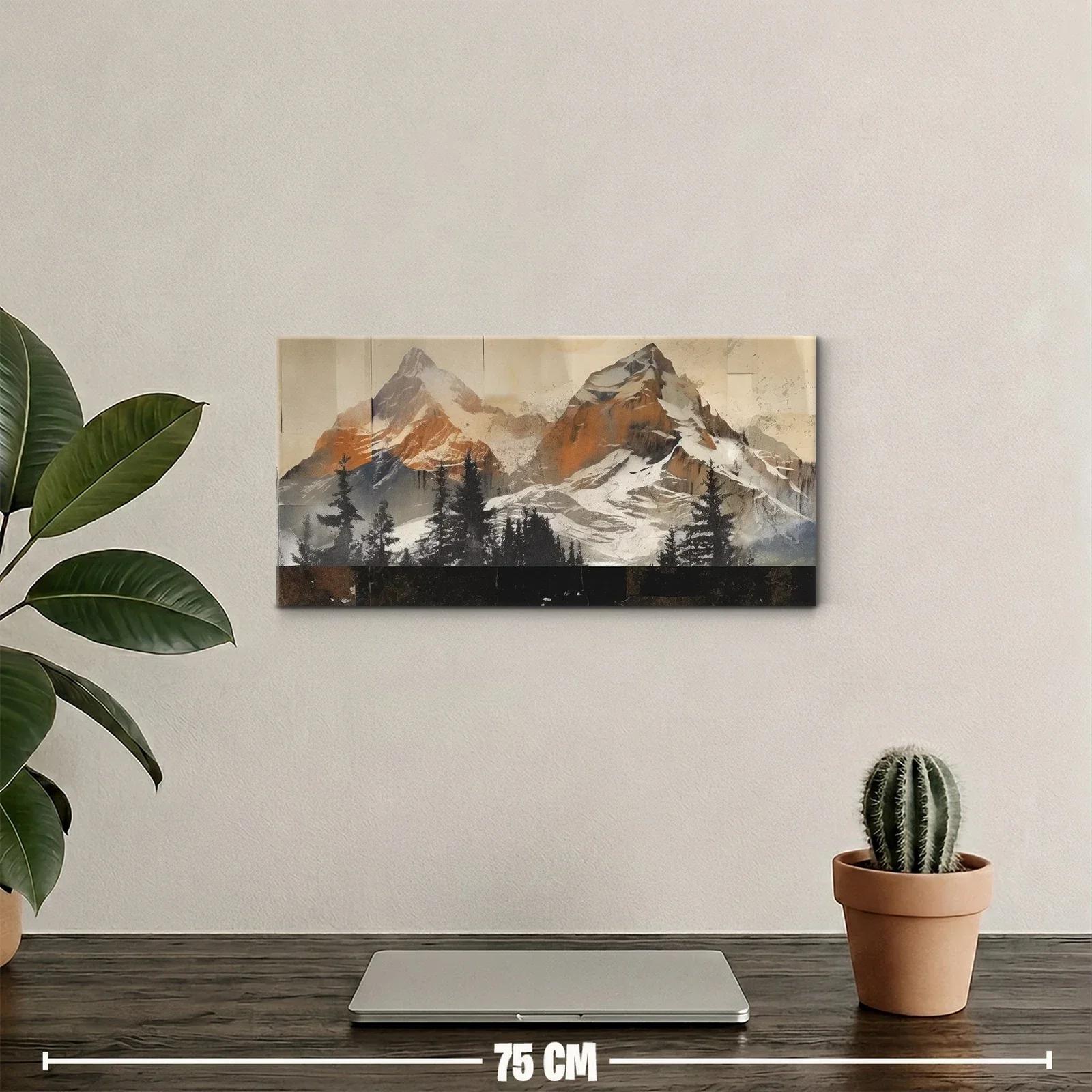 Cuadro montañas nevadas con bosque de coníferas — miniatura 2