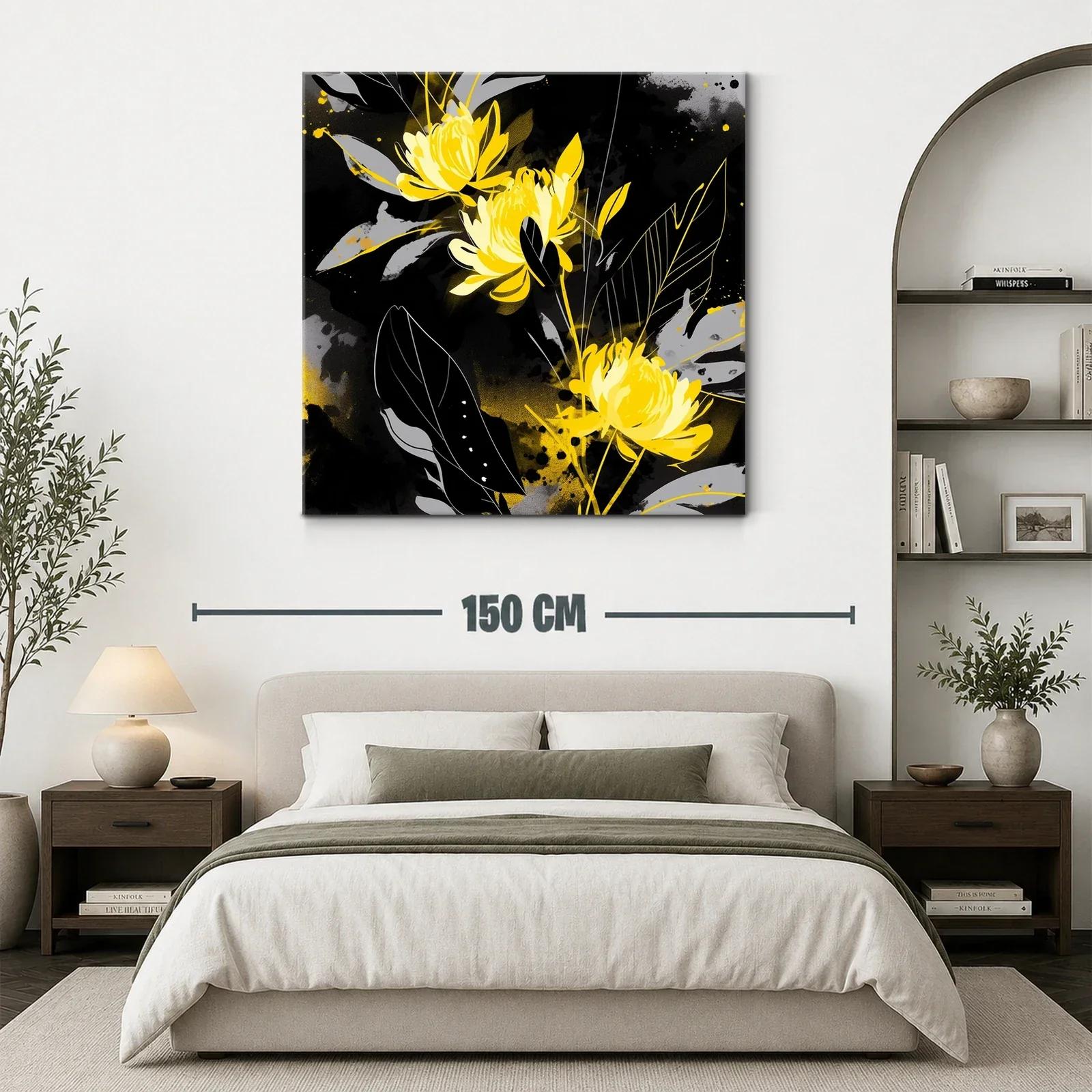 Flores amarillas vibrantes sobre fondo oscuro elegante — miniatura 3