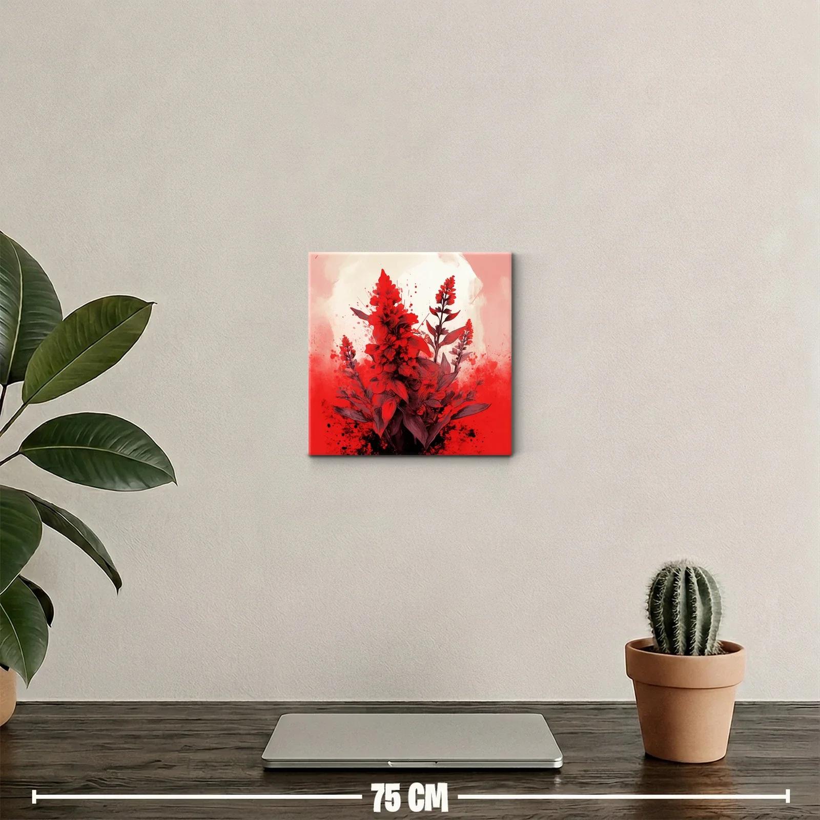 Cuadro decorativo flores rojas intensas y contraste vibrante — miniatura 2