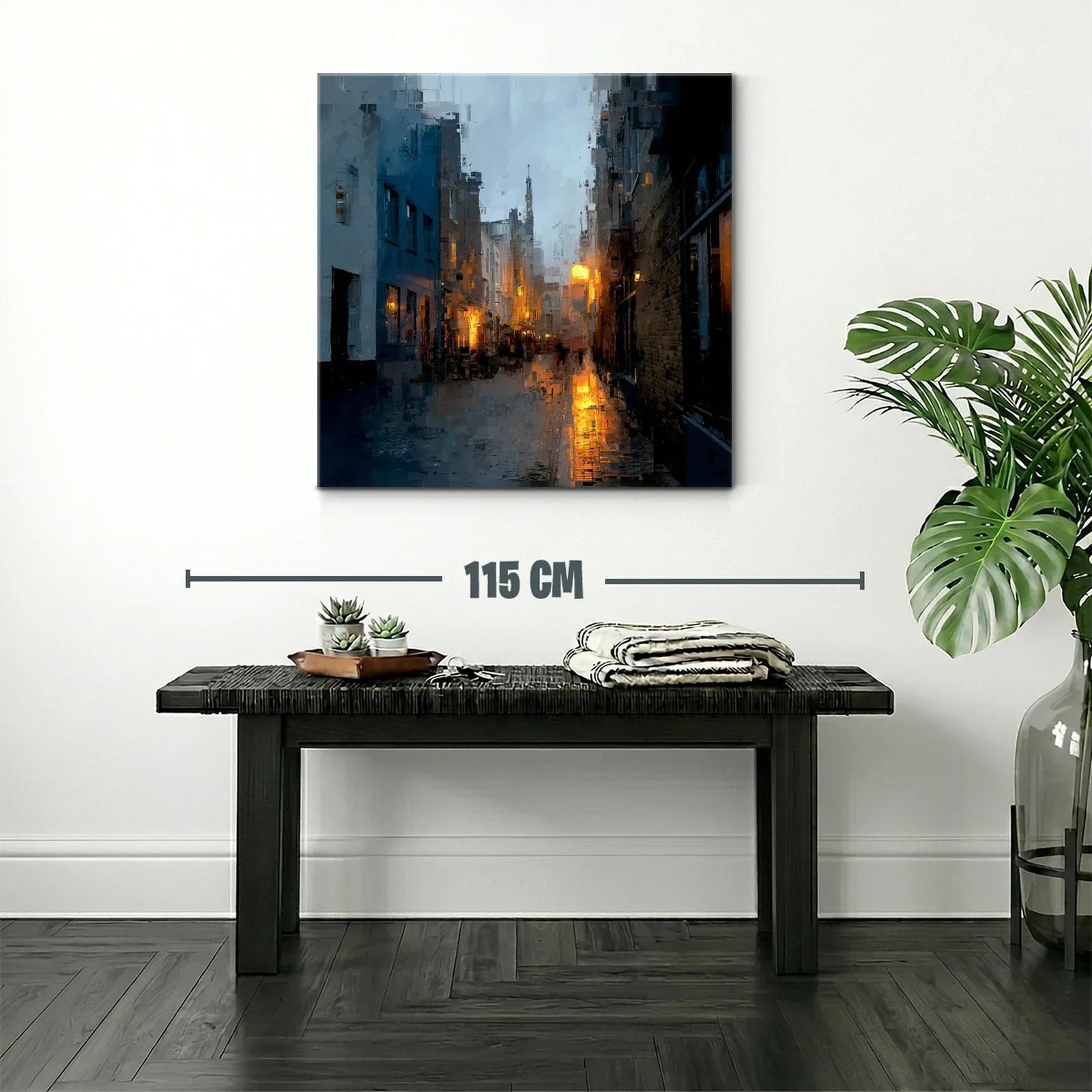 Atardecer urbano con luces cálidas y reflejos dorados — miniatura 2