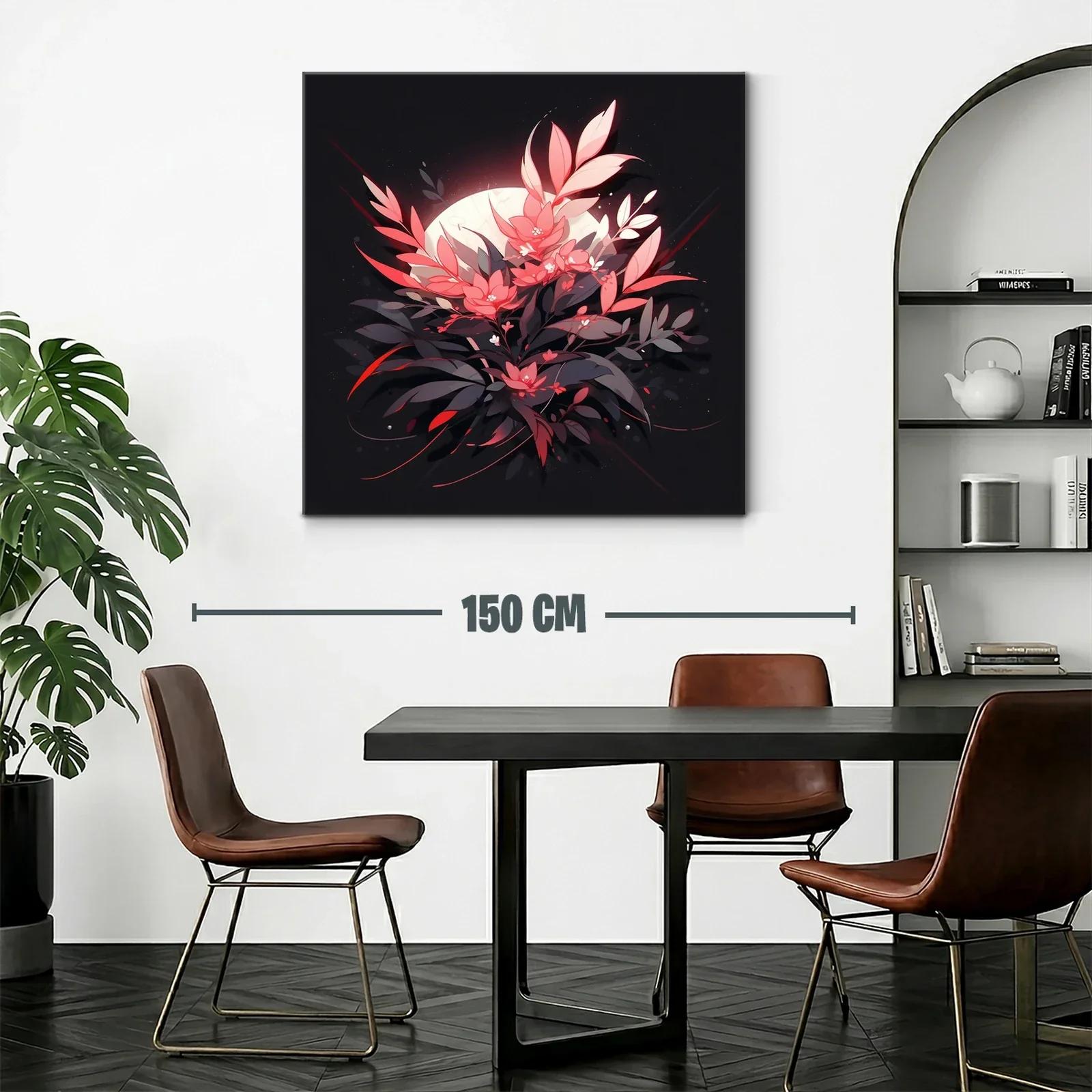 Cuadro floral luminoso con contraste en tonos rojos y negros — miniatura 2