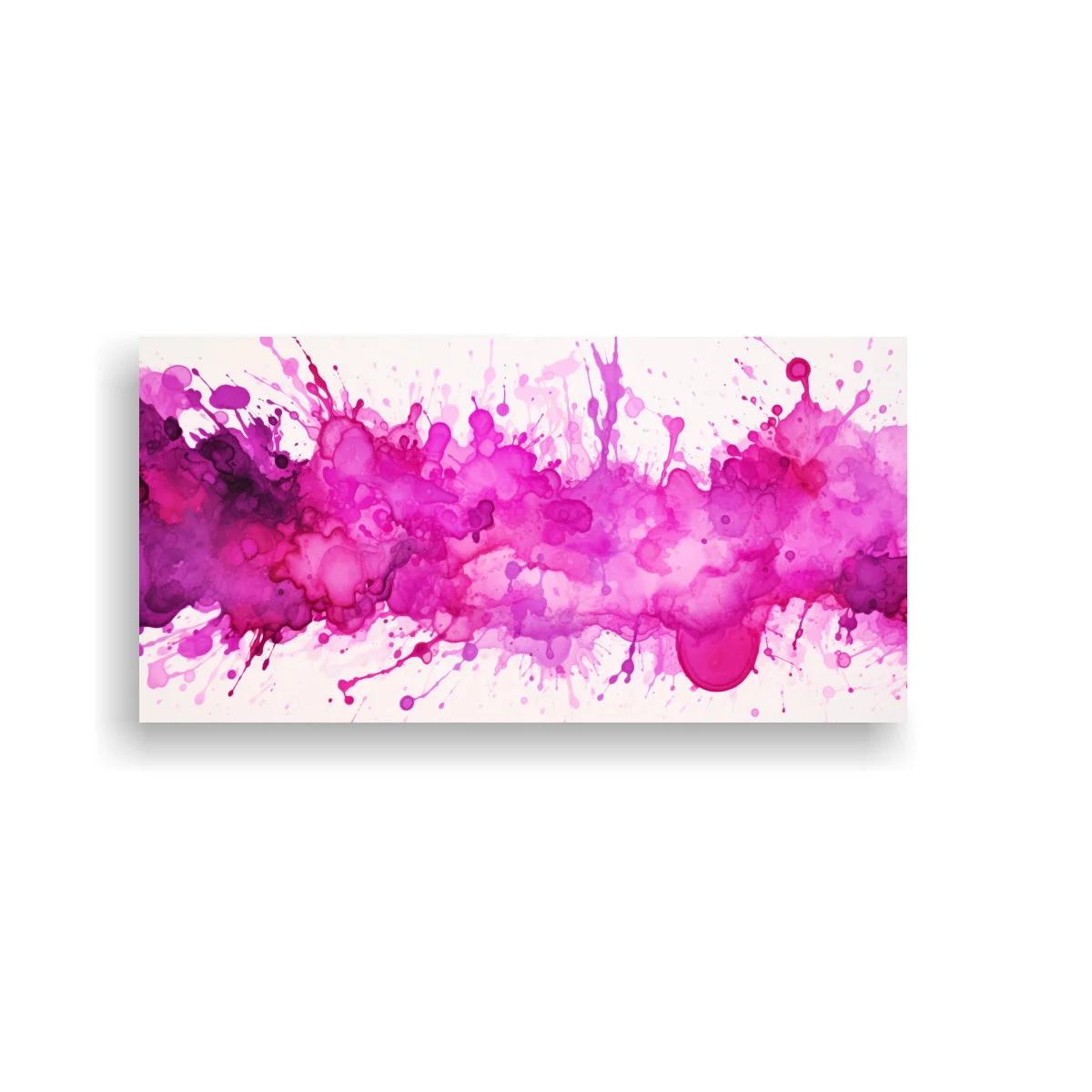 Cuadro mancha de acuarela rosa y morada con franja de salpicaduras — imagen principal