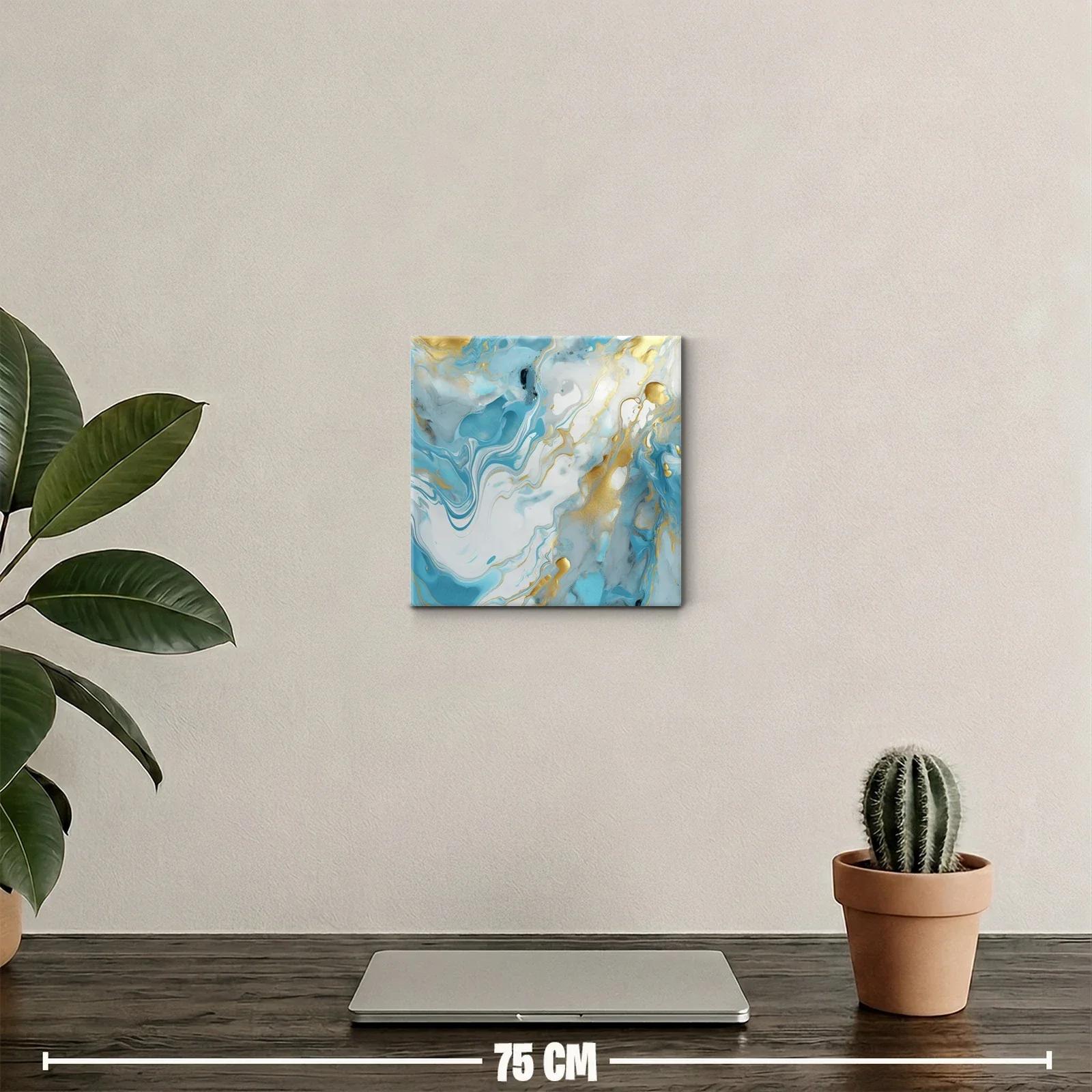 Cuadro abstracto con tonos azules y dorados elegantes — miniatura 2