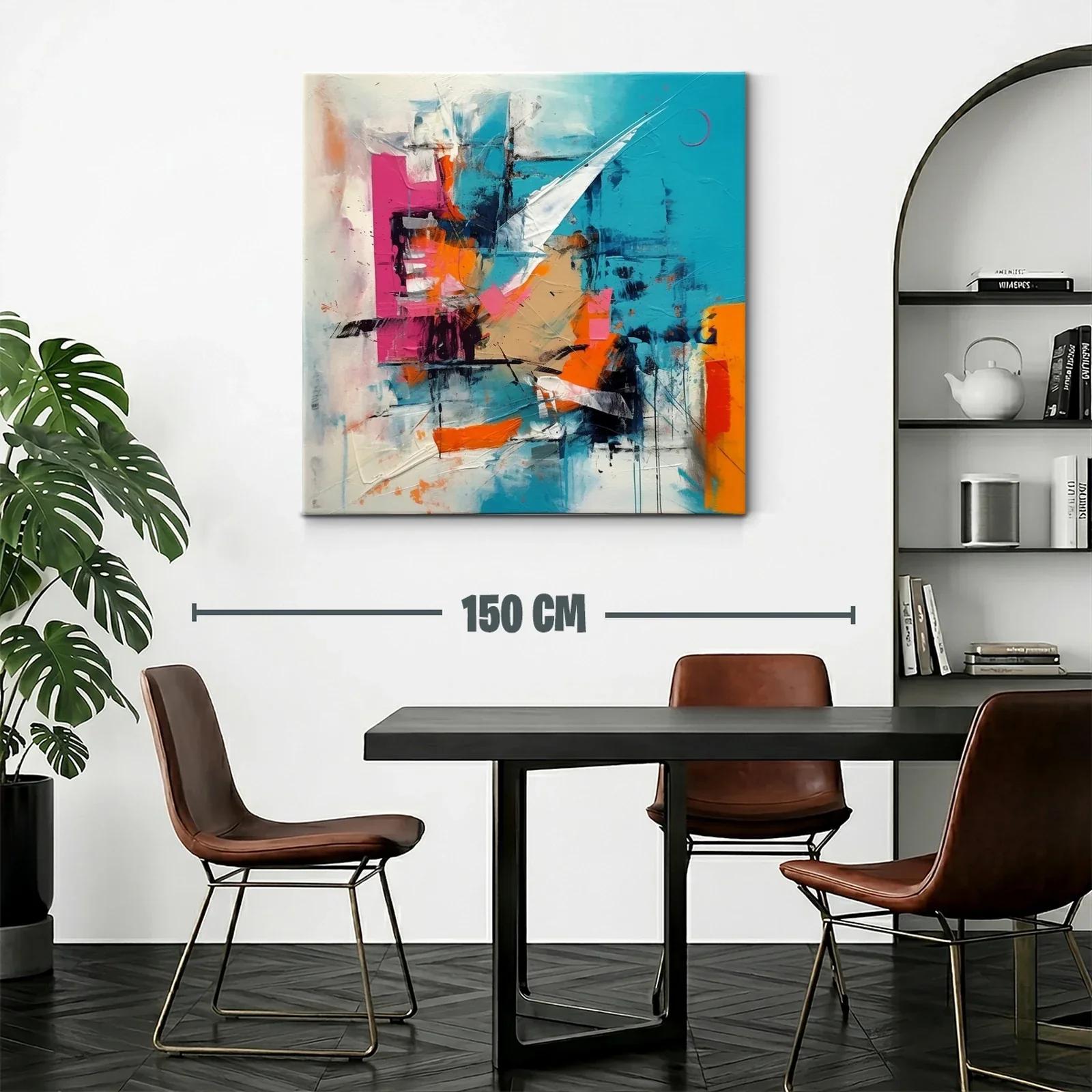 Composición abstracta con vibrantes tonos turquesa y naranja — miniatura 2