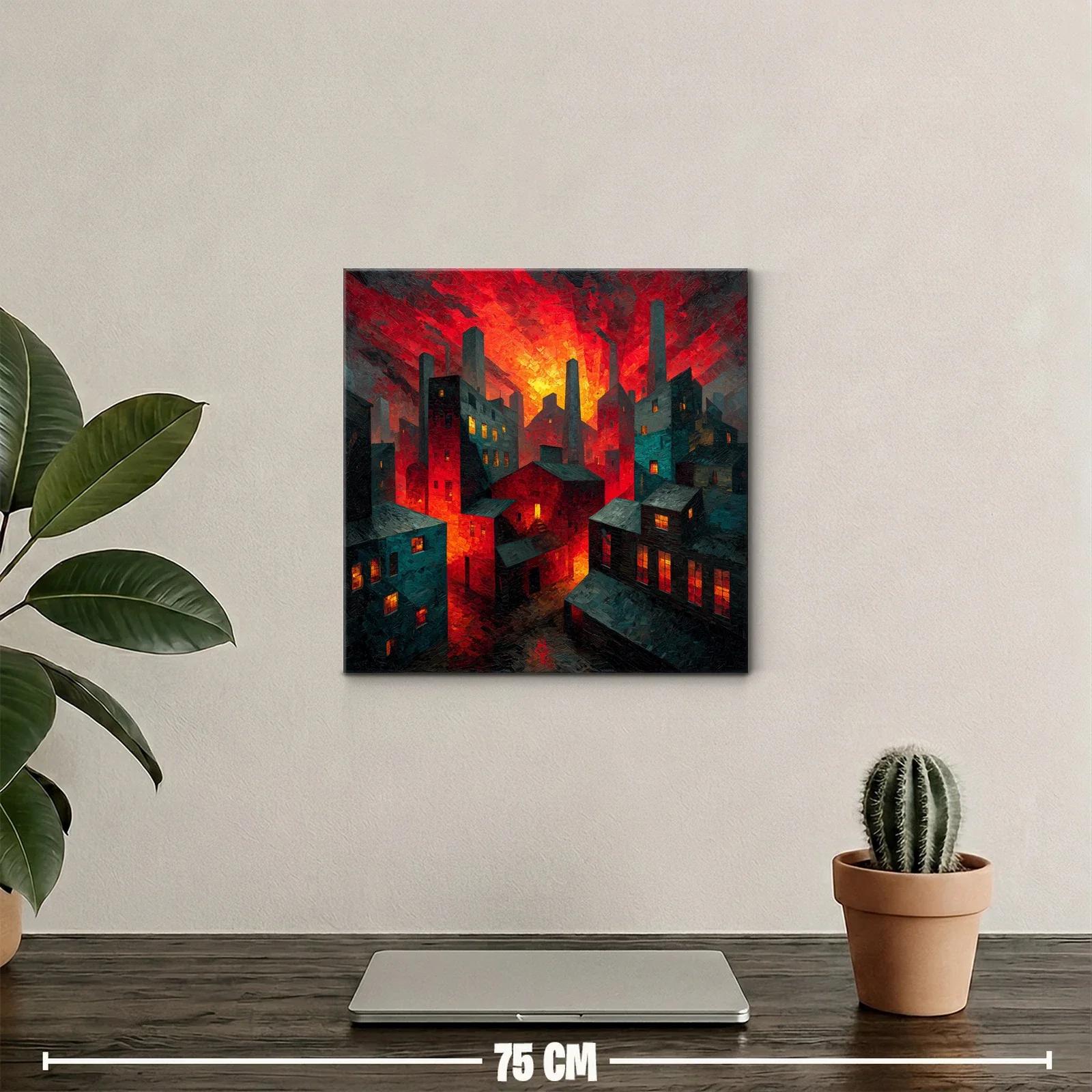 Atardecer ardiente en paisaje urbano industrial — miniatura 2