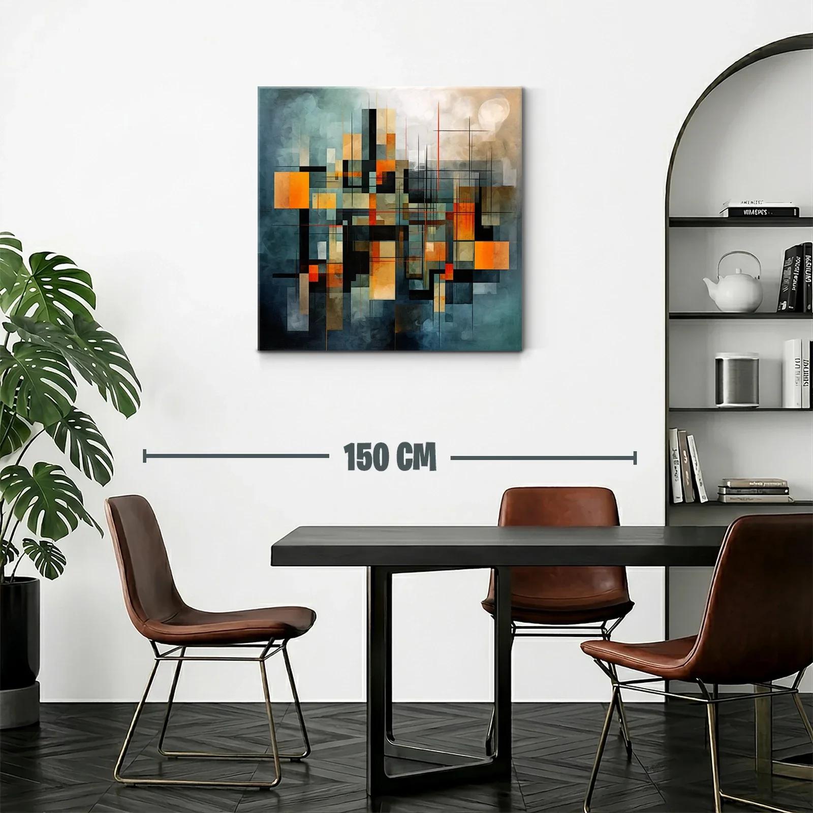 Composición geométrica abstracta en tonos cálidos y fríos — miniatura 2