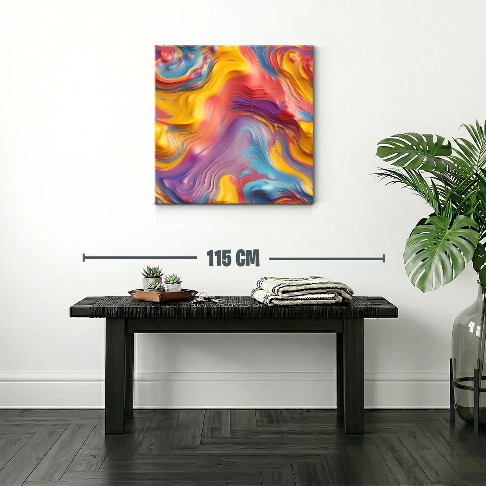 Cuadro abstracto con formas fluidas en tonos vibrantes — miniatura 2